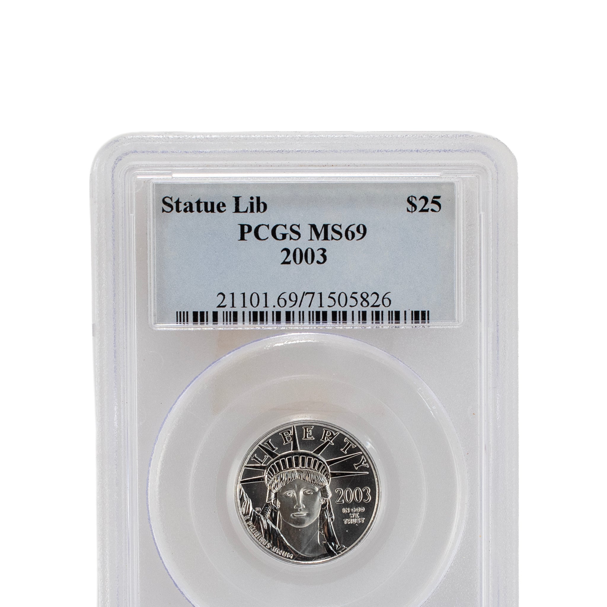 2003 25$ Pcgs MS69 0.25oz .9995 Platinum Statue Liberty Coin