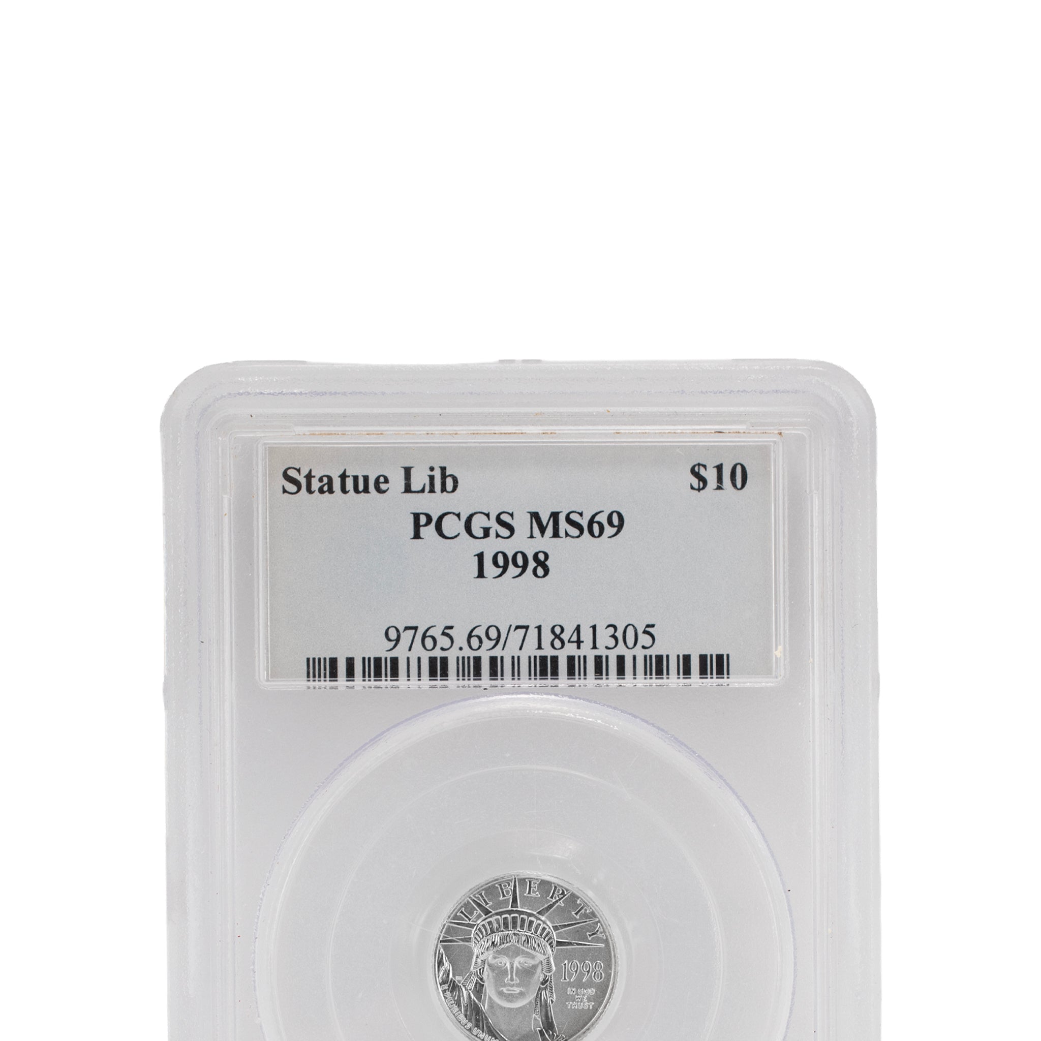 1998 10$ PCGS MS69 0.10oz .9995 Platinum Statue Liberty Coin
