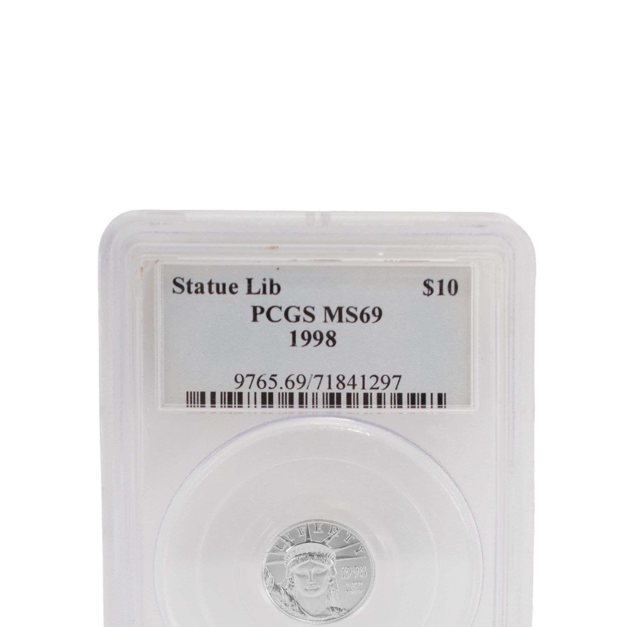 1998 10$ PCGS MS69 0.10oz .9995 Platinum Statue Liberty Coin