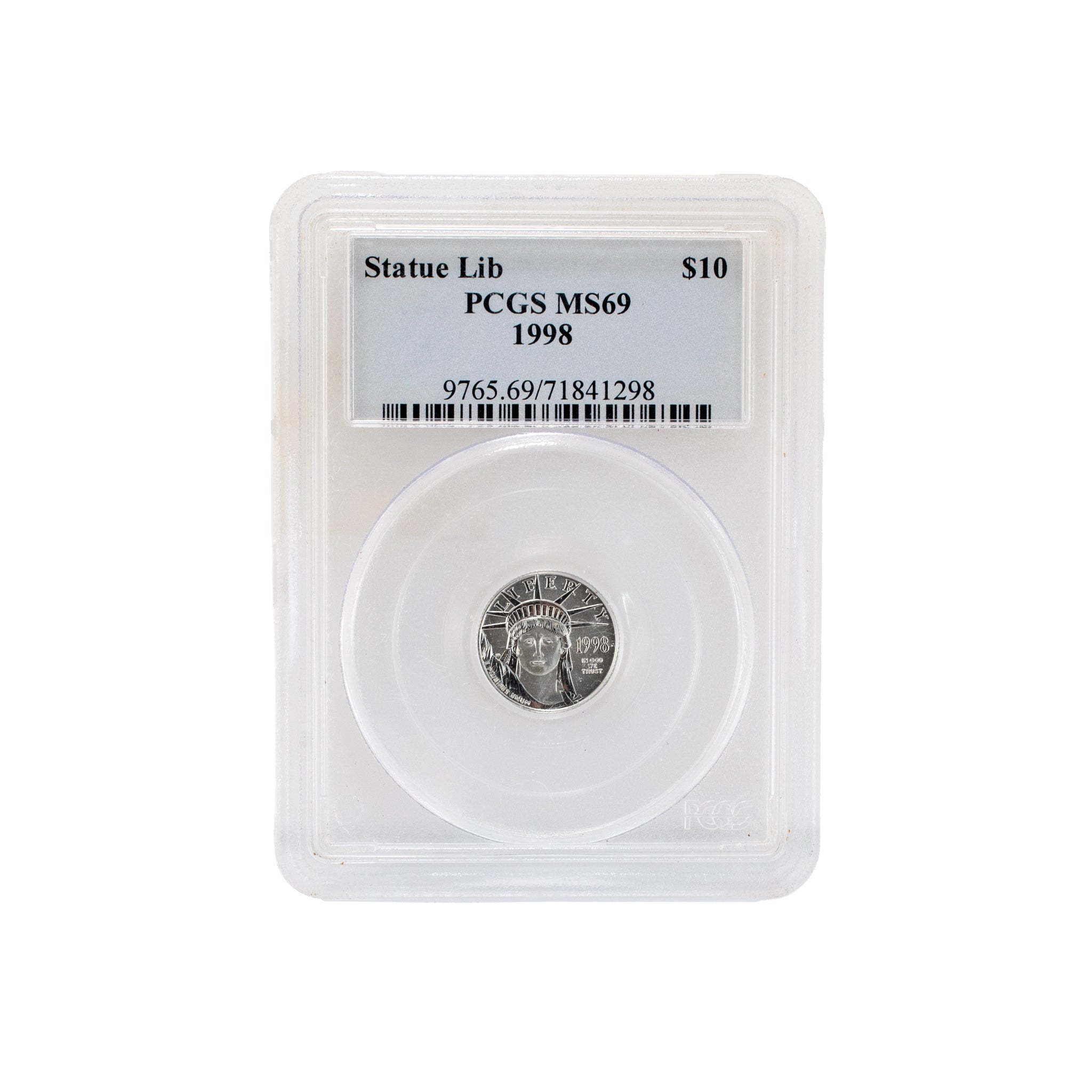 1998 10$ Pcgs MS69 0.10oz .9995 Platinum Statue Liberty Coin
