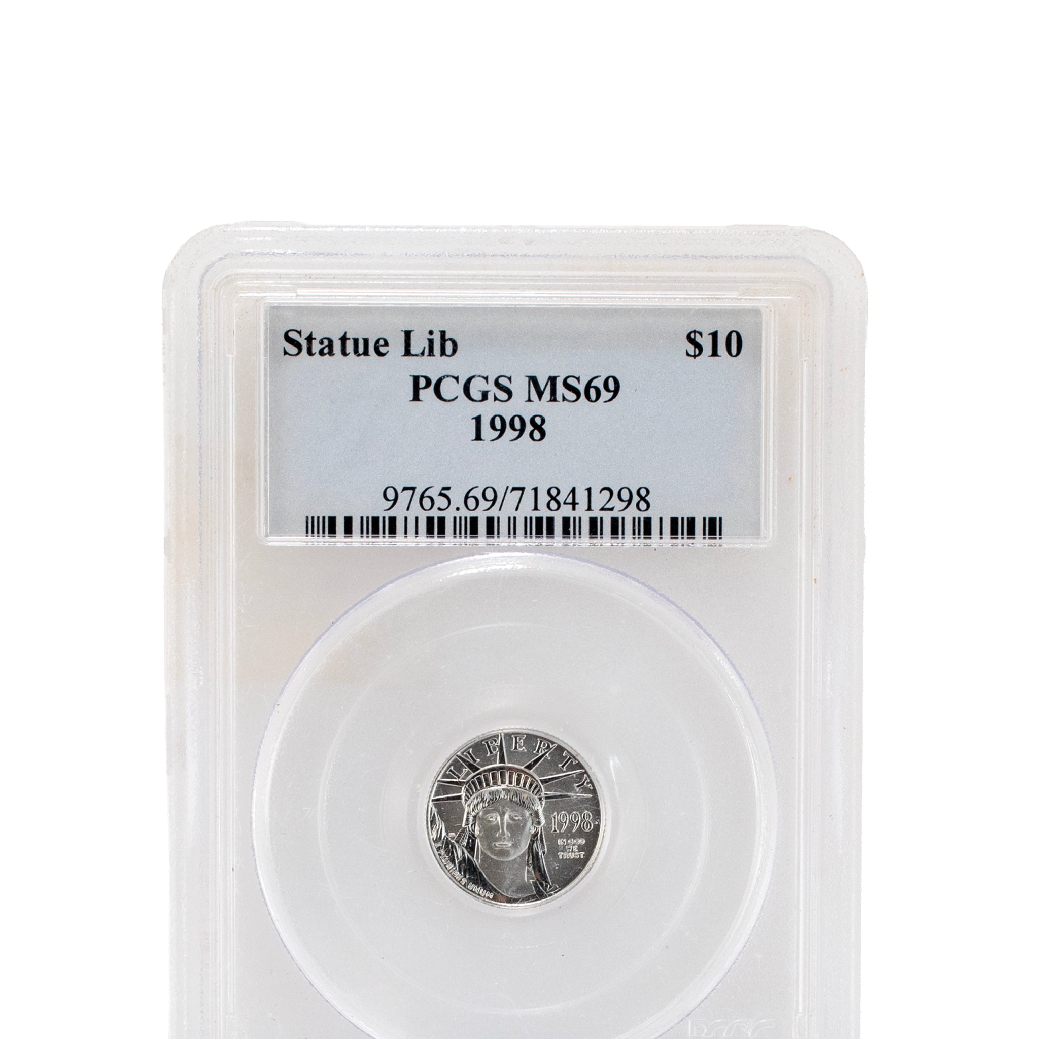 1998 10$ Pcgs MS69 0.10oz .9995 Platinum Statue Liberty Coin