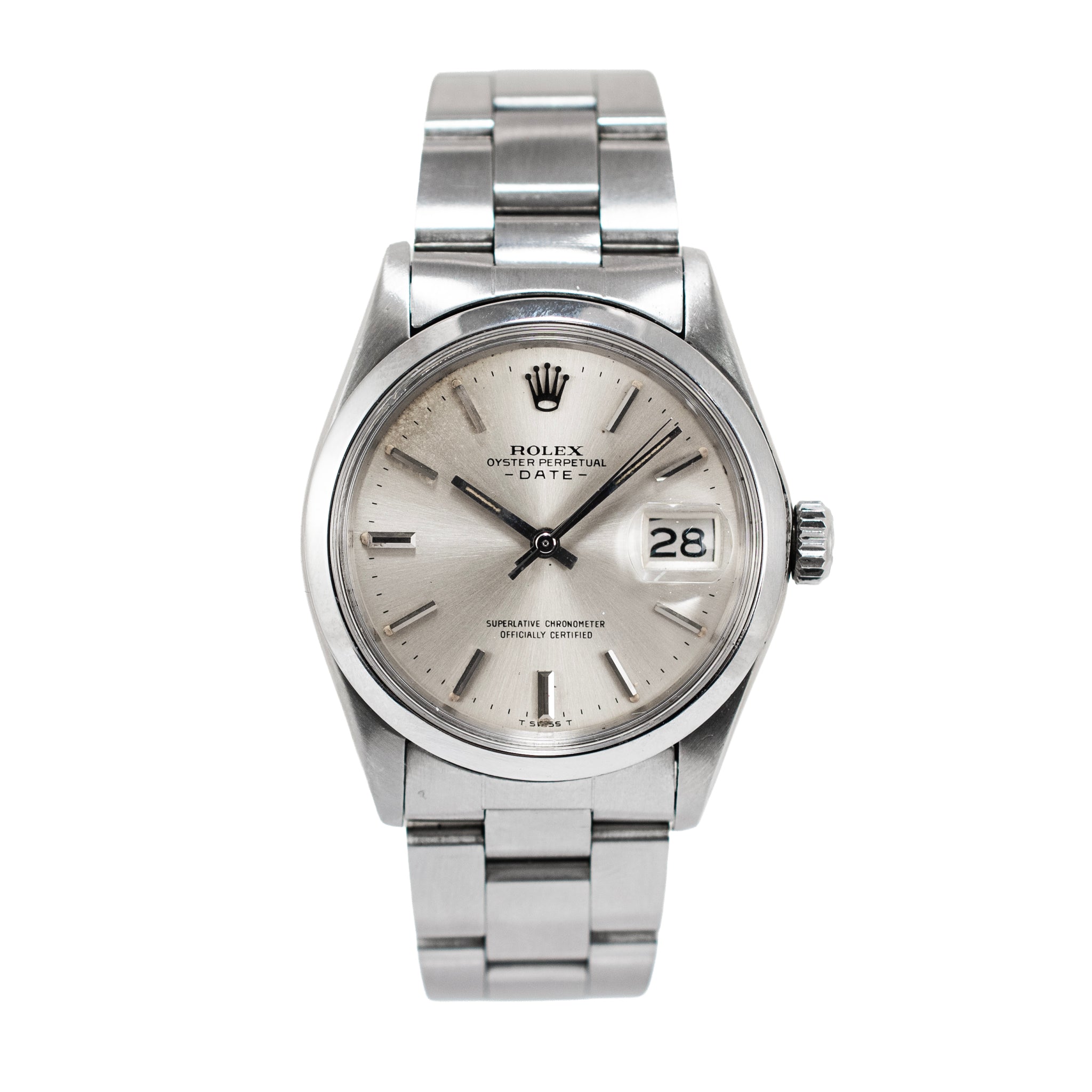 Vintage 1972 Rolex Date 34MM 1500 Smooth Bezel Oyster Steel Watch