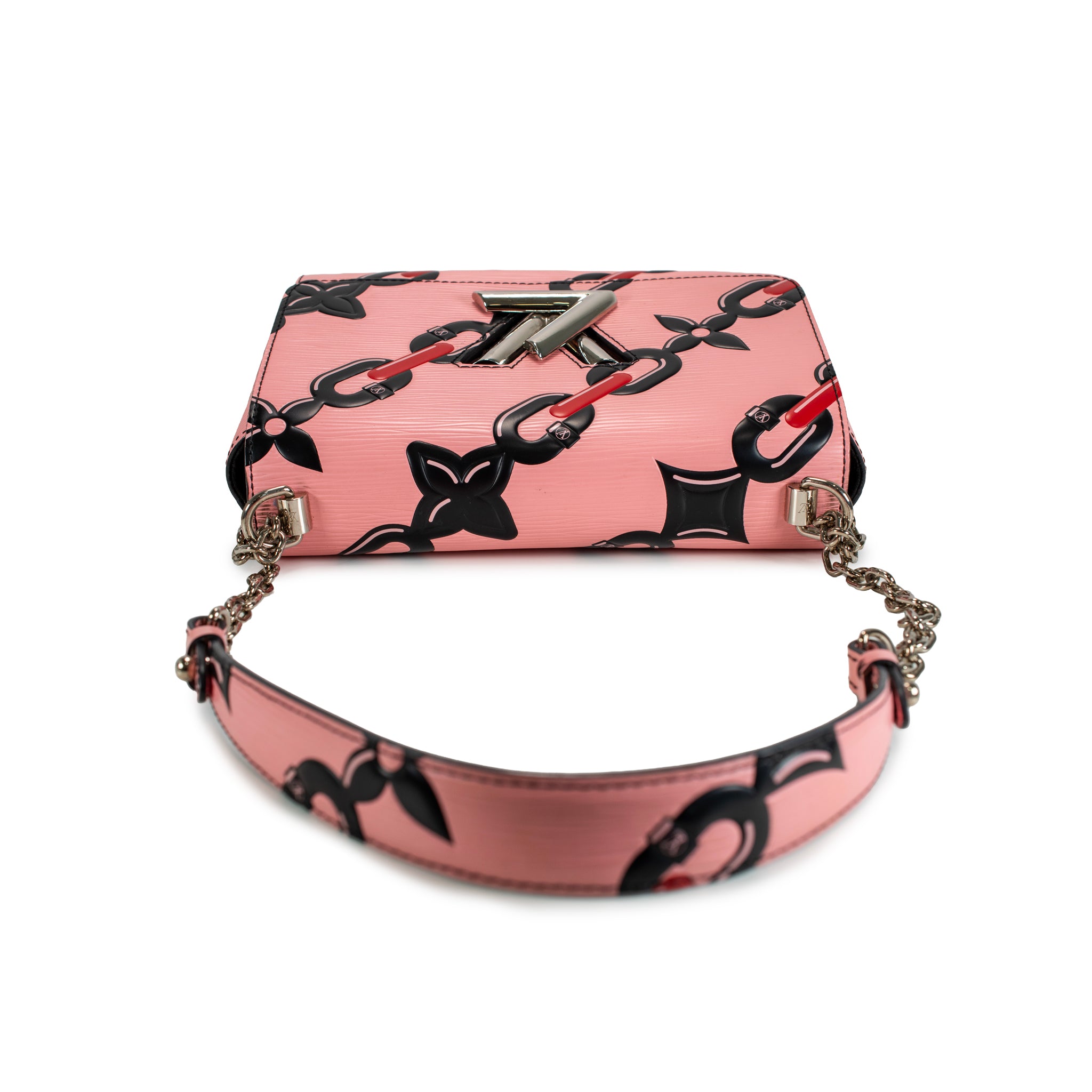 Louis Vuitton Twist MM Epi Leather Chain Flower Print Pink Crossbody Bag