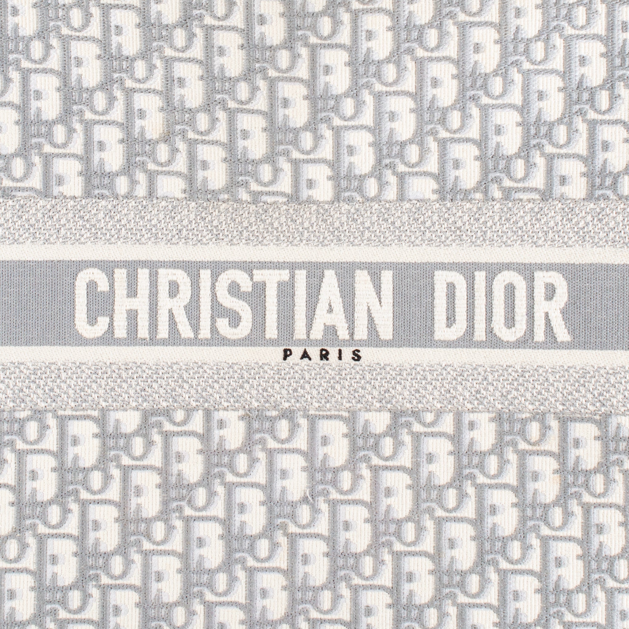 Christian Dior Book Medium Oblique Embroidery Gray Canvas Tote Bag