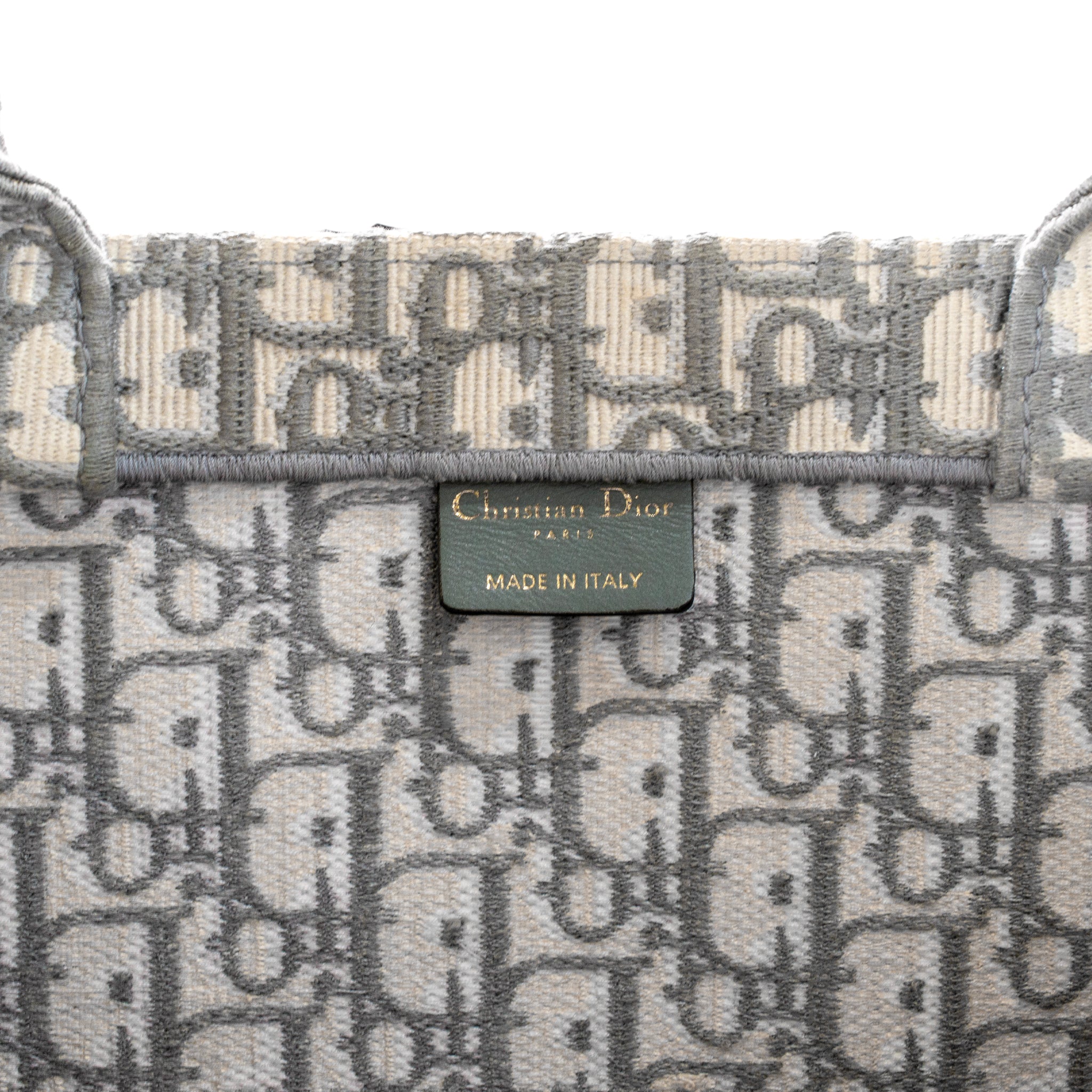 Christian Dior Book Medium Oblique Embroidery Gray Canvas Tote Bag