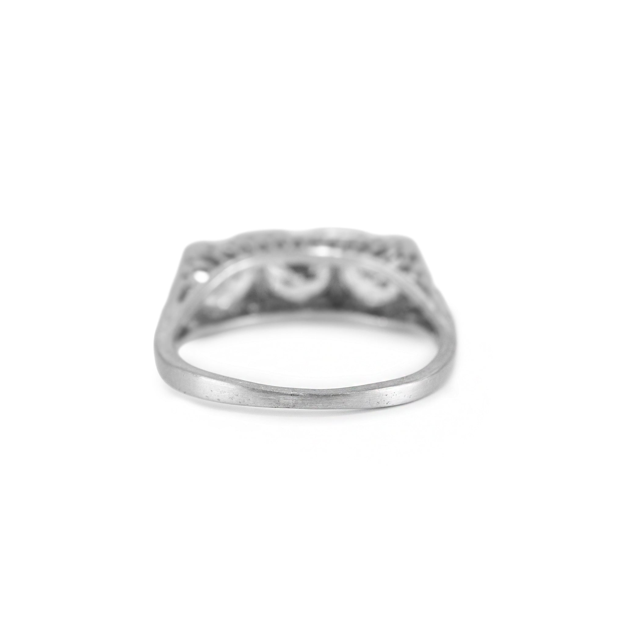 Antique Platinum Iridium 1.42ct Early Old Cut Diamond Three Stone Band Ring