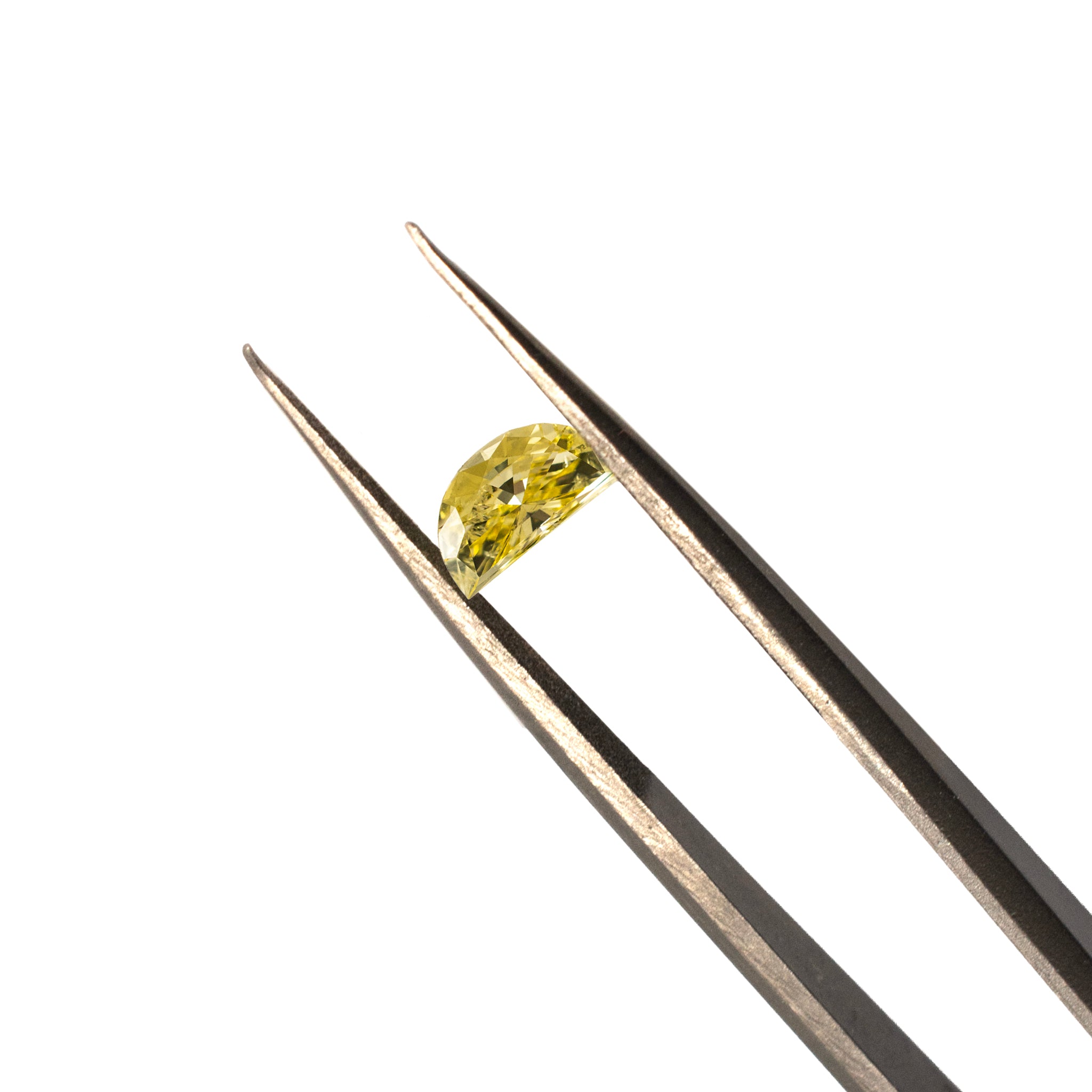 Natural 0.24ct Gia Treated Fancy Intense Yellow Half Moon Cut Loose Diamond