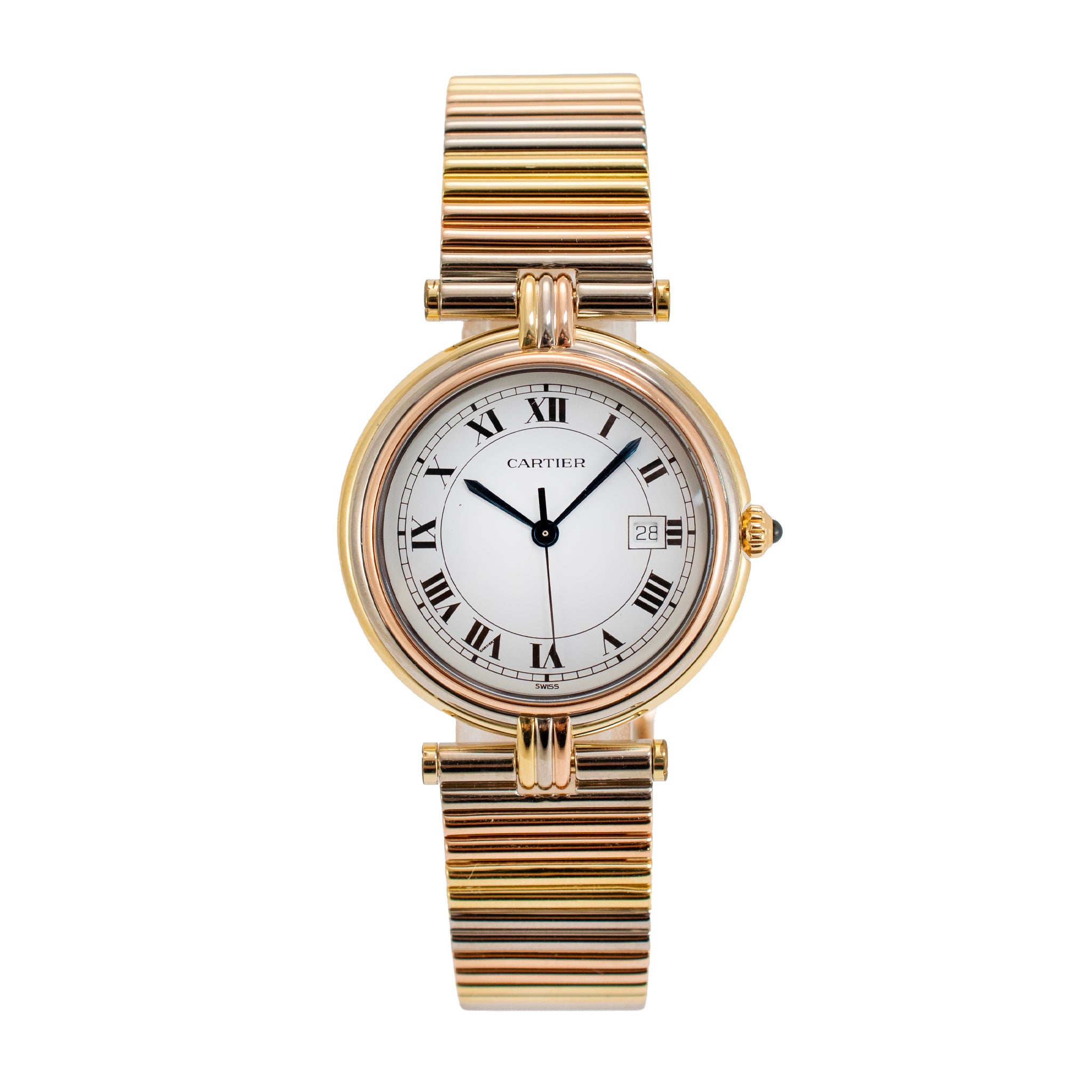 Vintage Cartier Panthere Vendome 30MM Ref 8100 18K Tri-Color Gold Quartz Watch