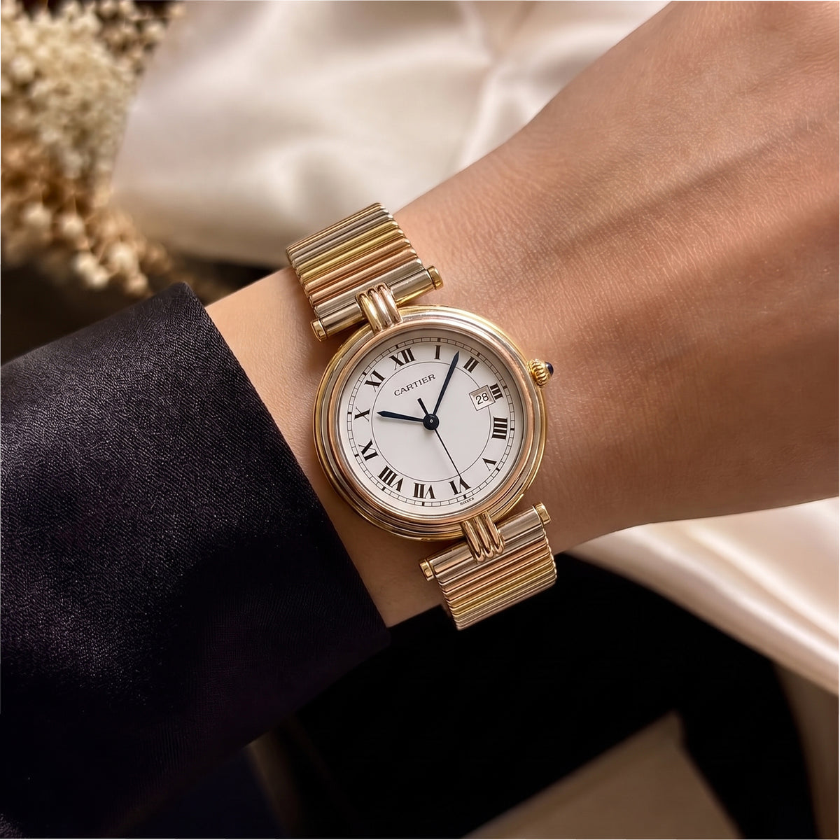 Vintage Ladies Cartier Panthere Vendome 30MM Ref 8100 18K Tri-Color Gold Quartz Watch