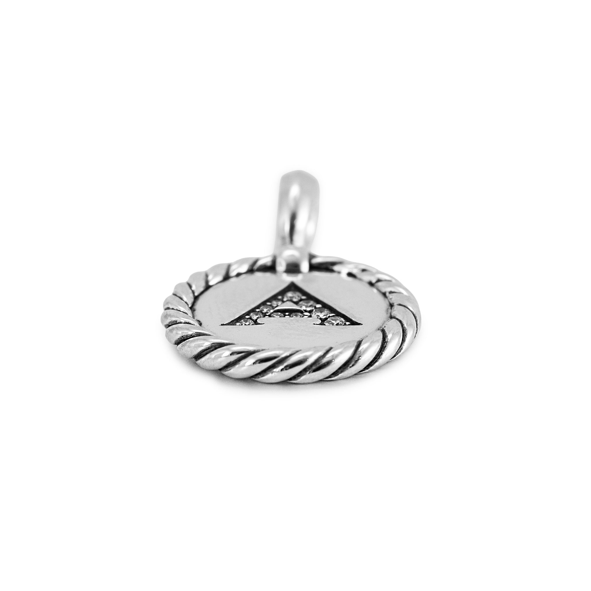 David Yurman Cable Collectibles 925 Silver Diamond “A” Initial Charm Pendant