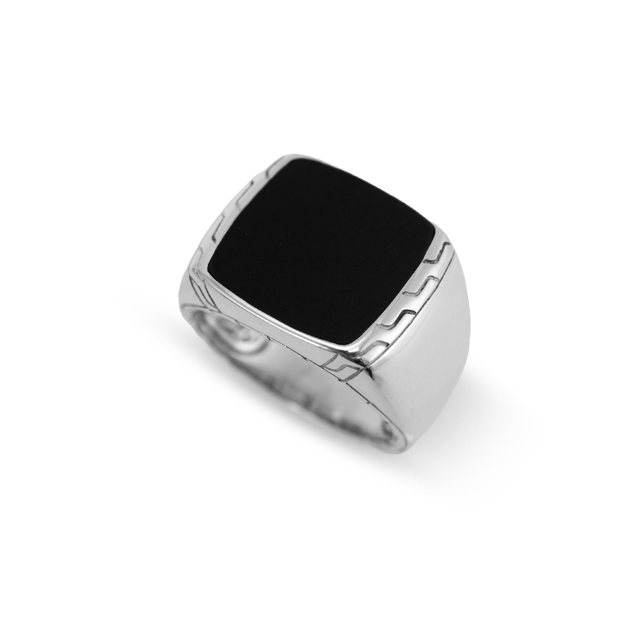 Men’s John Hardy 925 Sterling Silver Black Onyx Square Signet Cocktail Ring