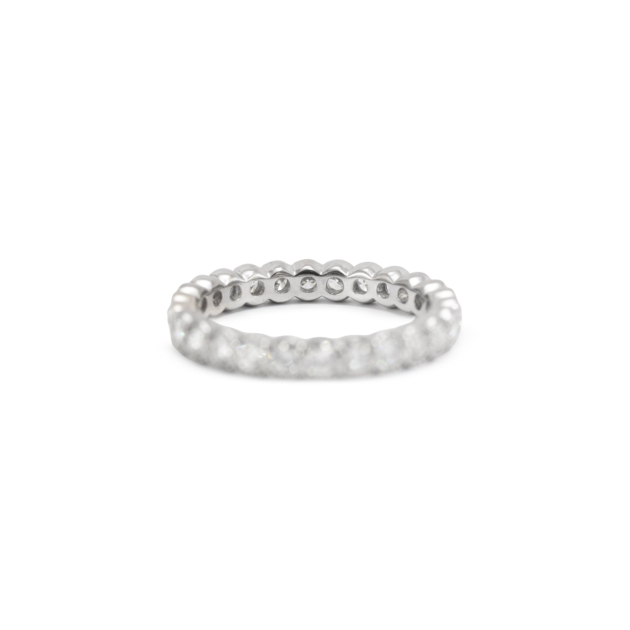 18K White Gold 1.07ct Round Cut Diamond Bezel Set Milgrain Eternity Band Ring