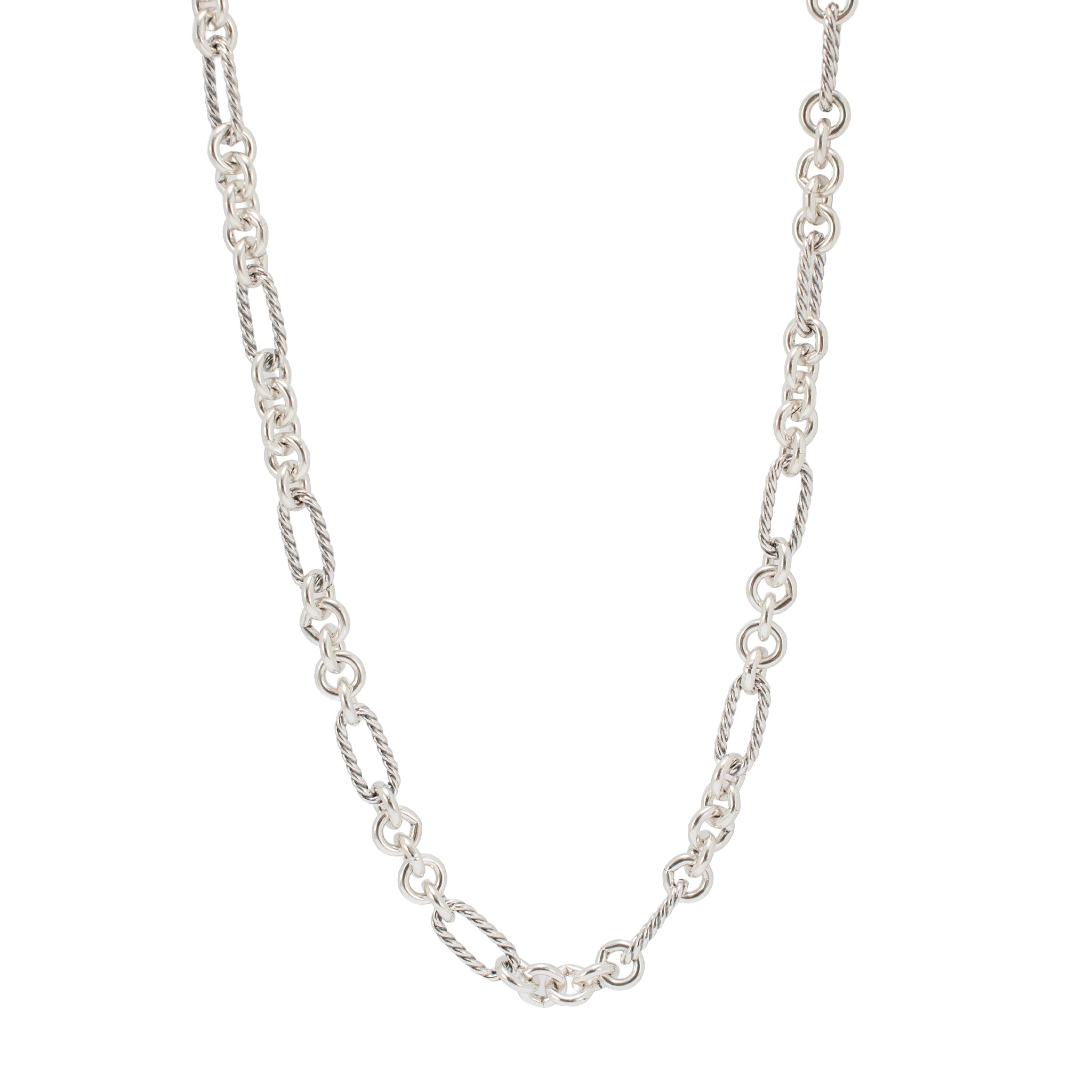 David Yurman Sterling Silver 18K Gold Carnelian Cable Link Lariat Chain Necklace