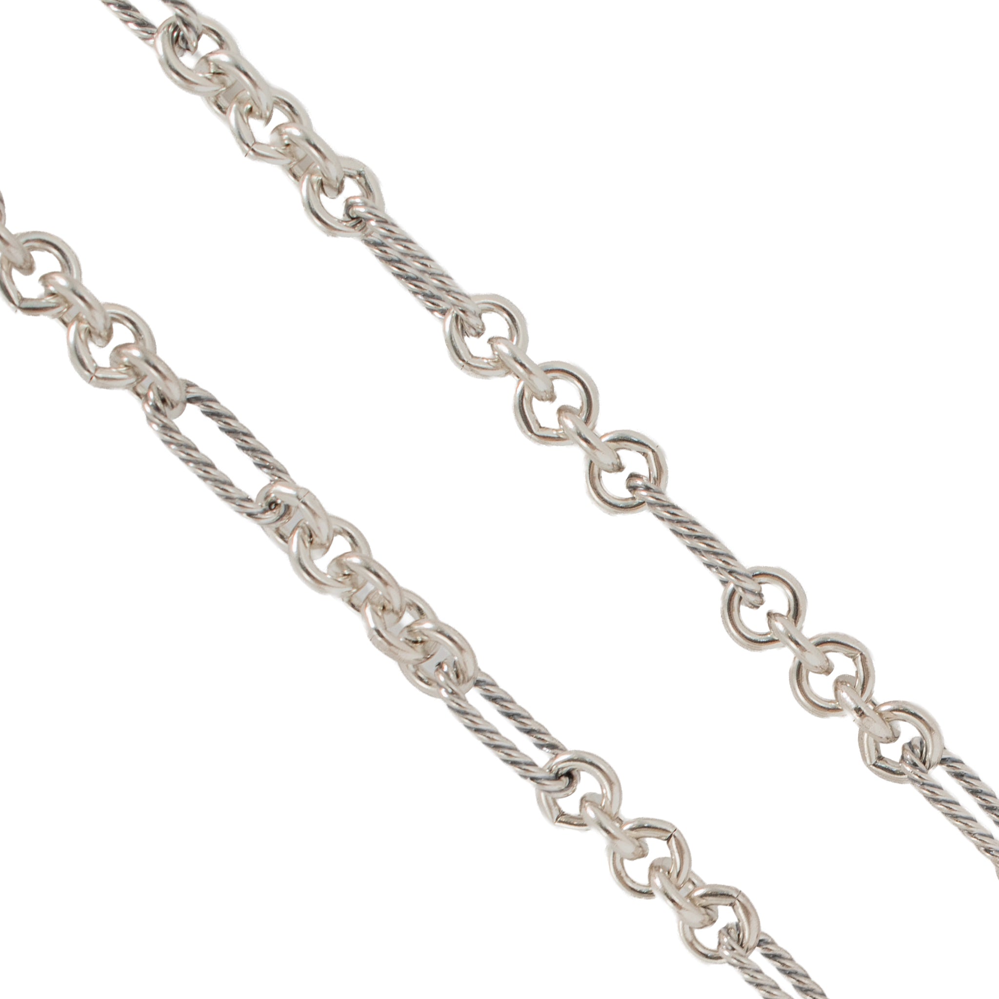 David Yurman Sterling Silver 18K Gold Carnelian Cable Link Lariat Chain Necklace