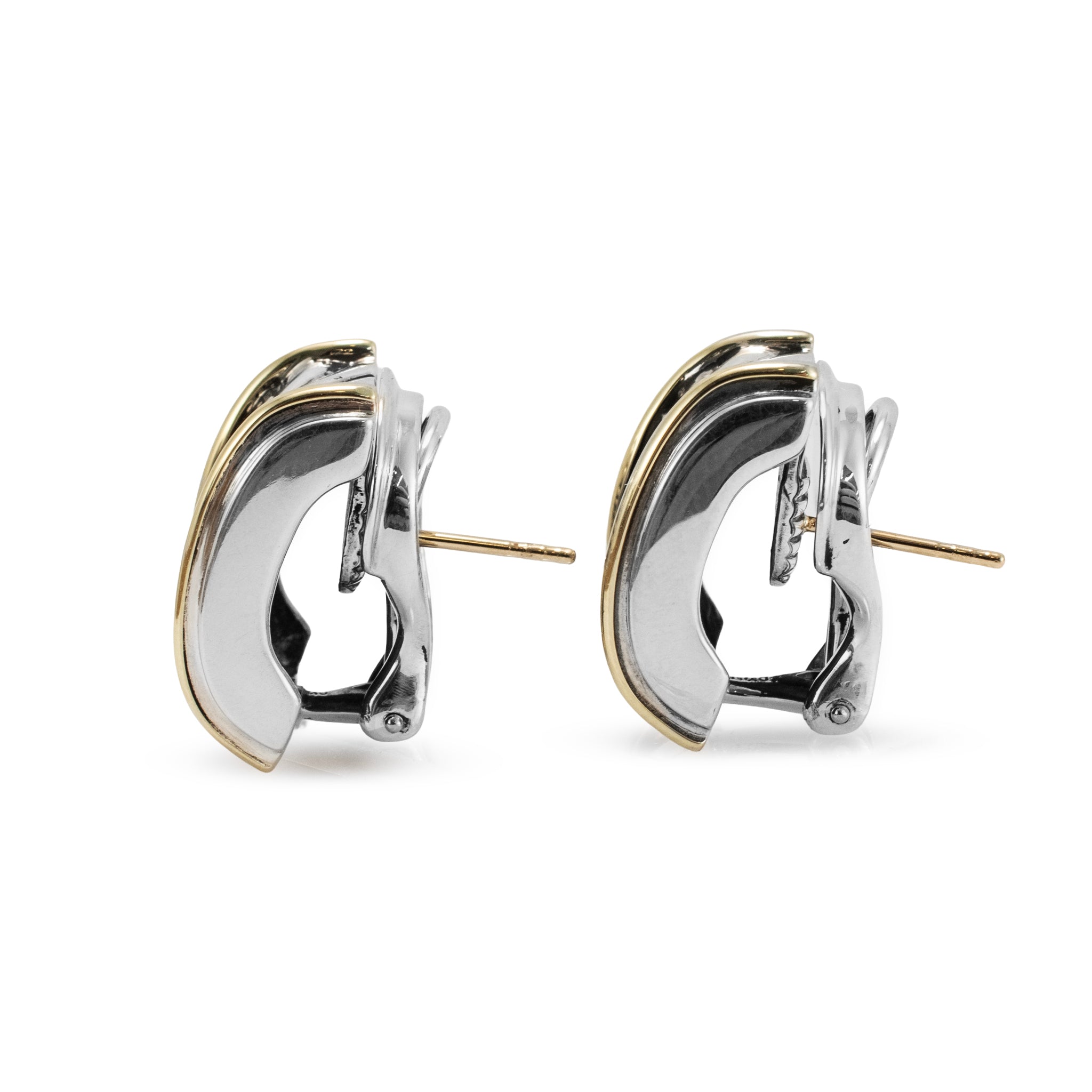 David Yurman 14K Yellow Gold & 925 Silver Classics Cigar Huggie Clip-on Earrings