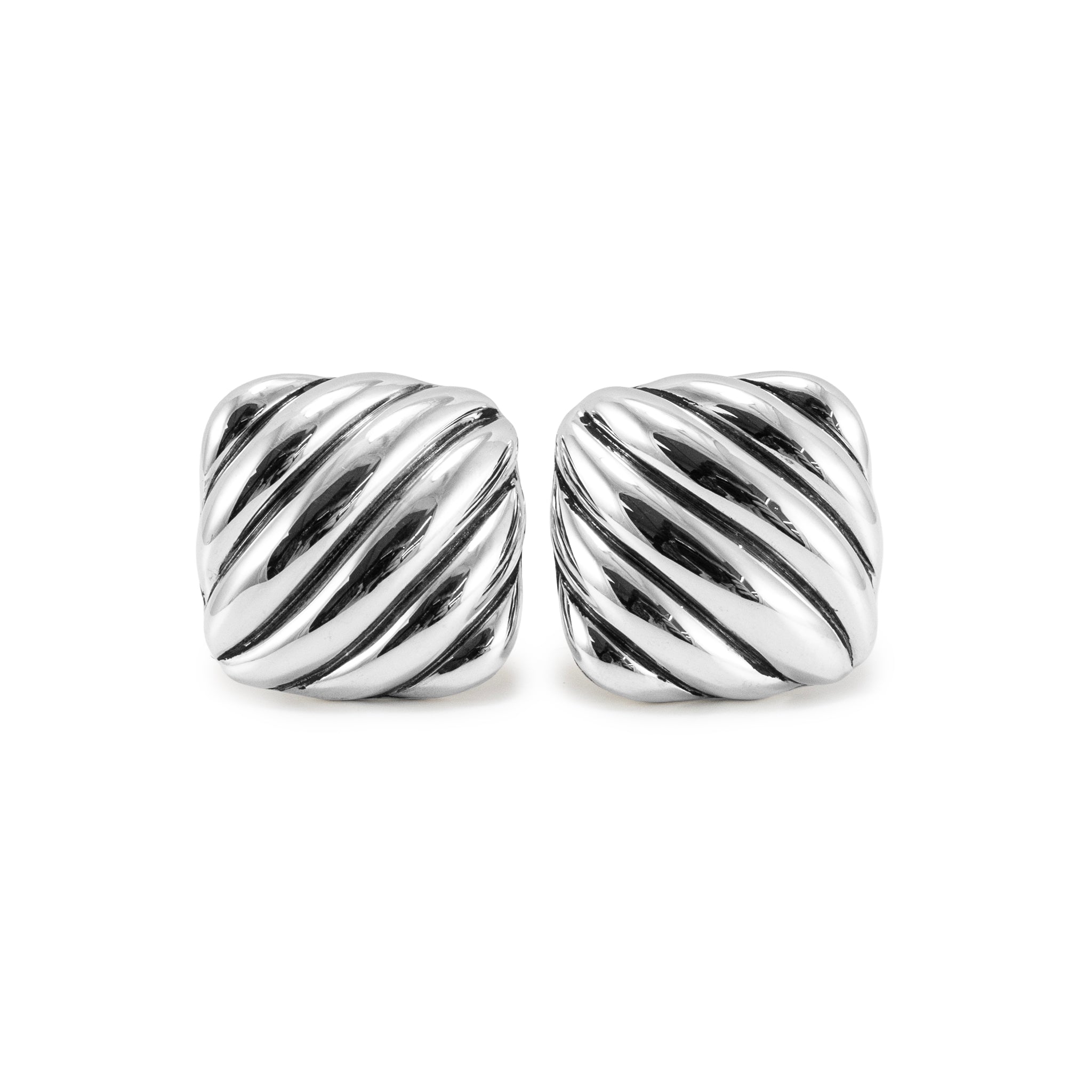 Men’s David Yurman 925 Sterling Silver Sculpted Cable Cushion Cufflinks
