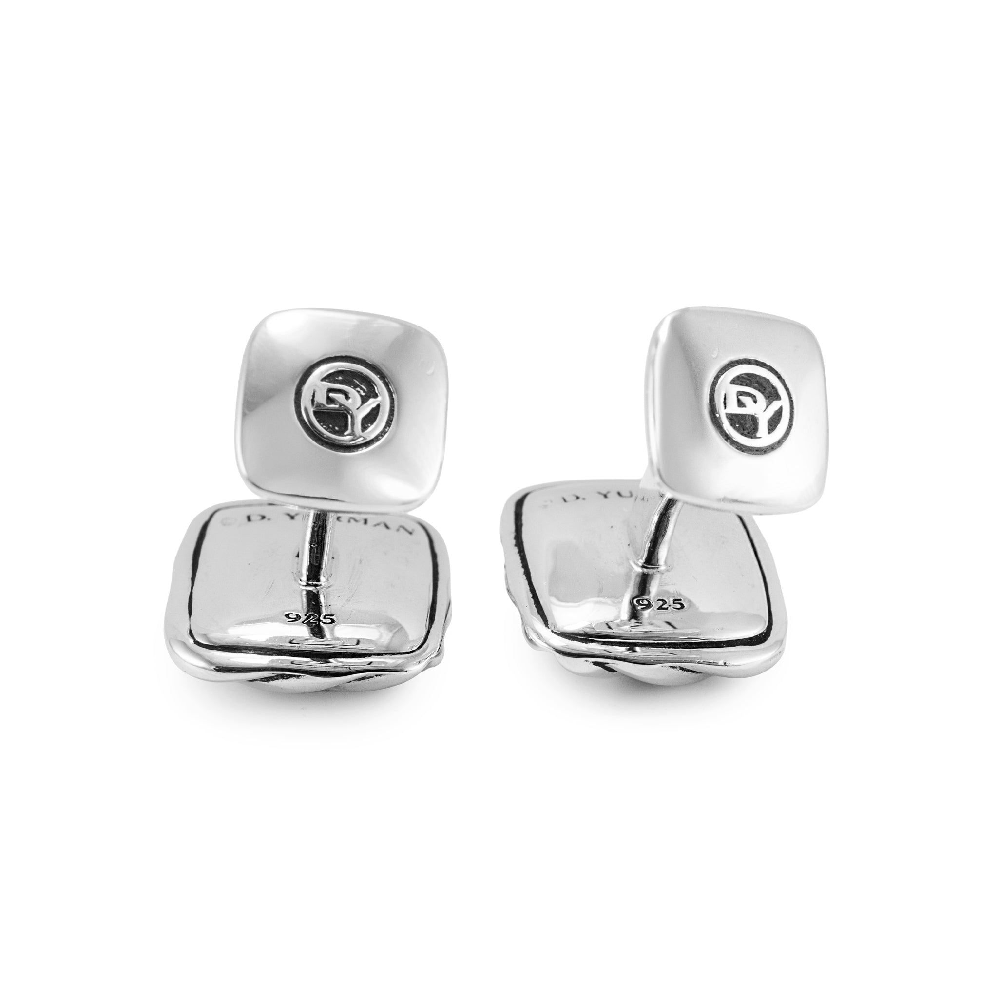 Men’s David Yurman 925 Sterling Silver Sculpted Cable Cushion Cufflinks