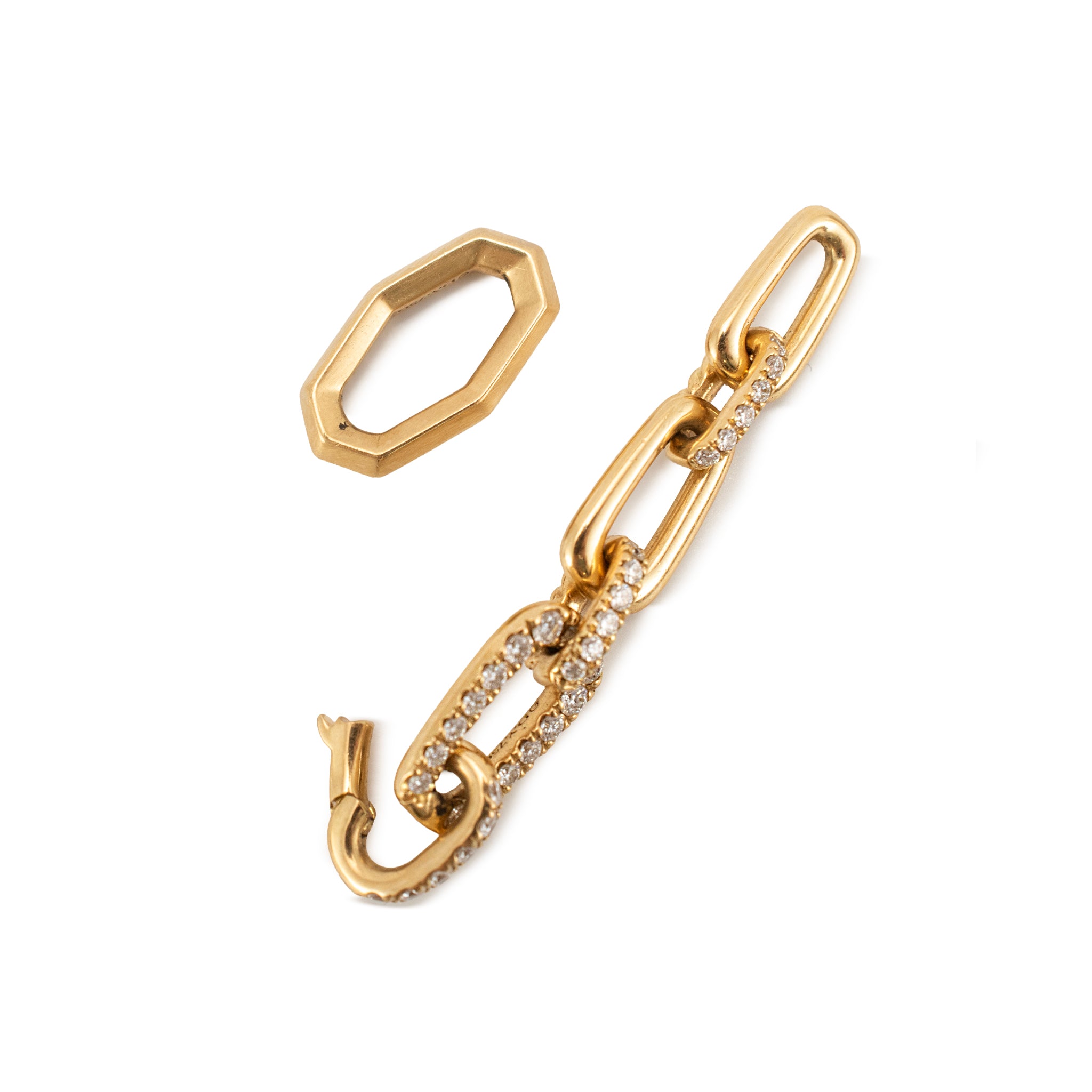 David Yurman 18K Yellow Gold Pave Diamond Multi-Link Dangle Drop Earrings