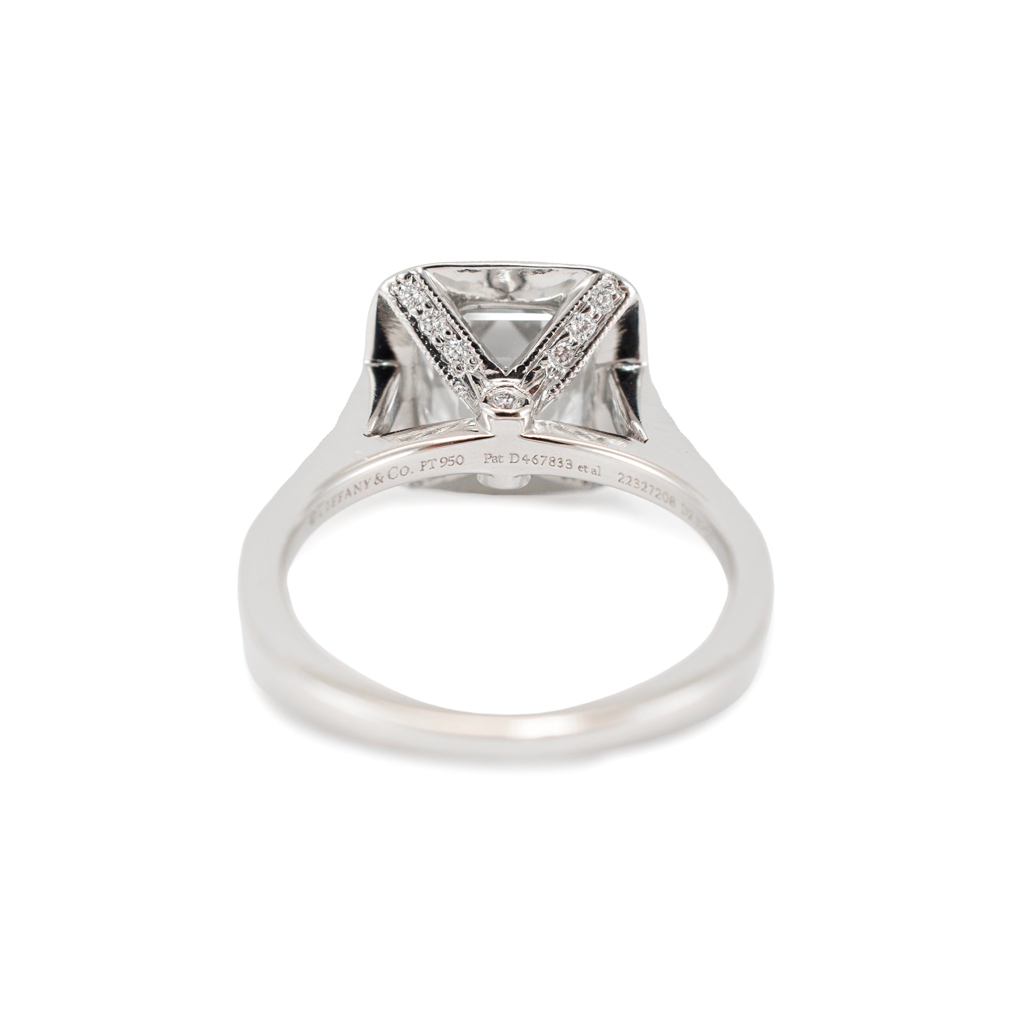 Tiffany & Co. PT950 2.73ctw Cushion Cut Diamond Halo Engagement Ring