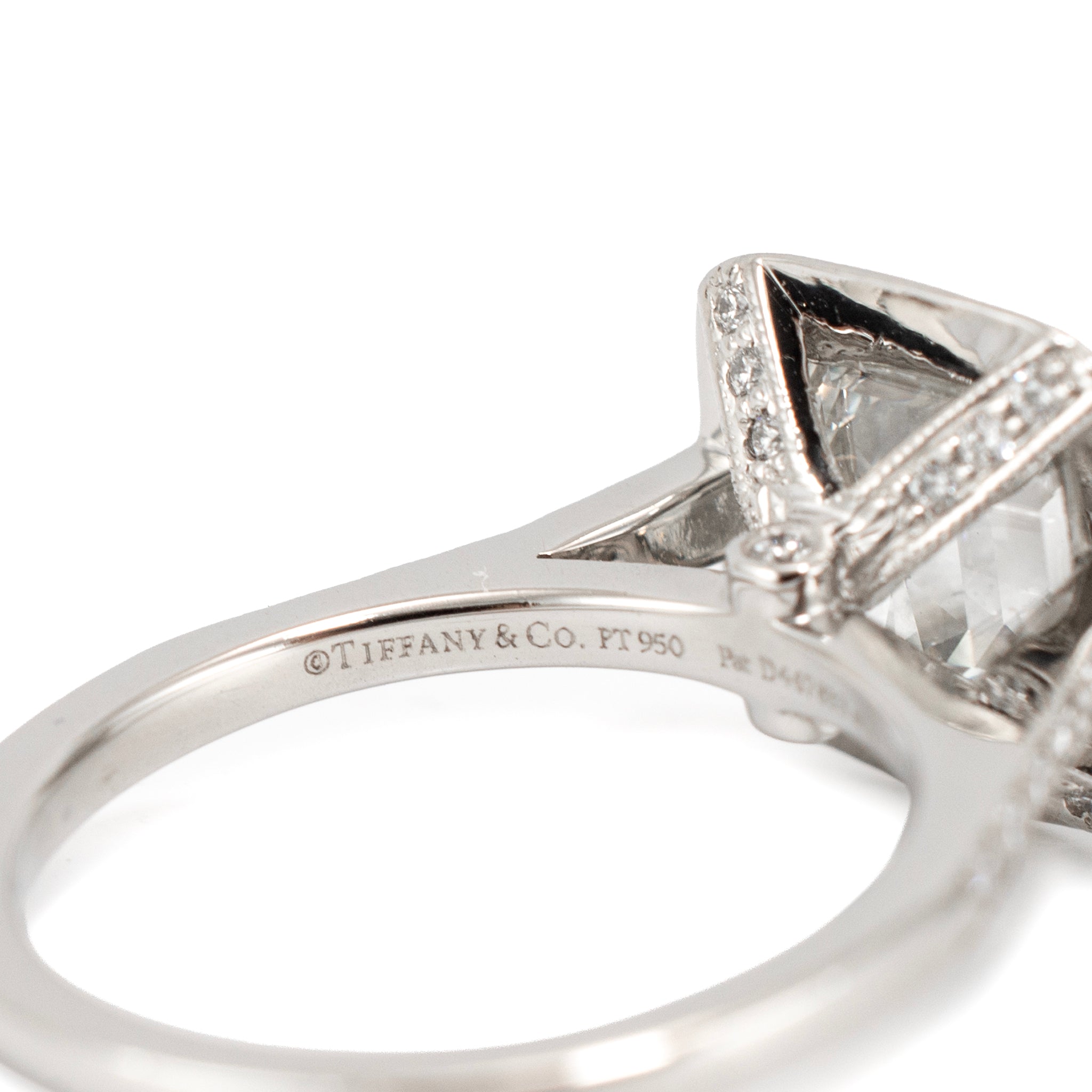 Tiffany & Co. PT950 2.73ctw Cushion Cut Diamond Halo Engagement Ring