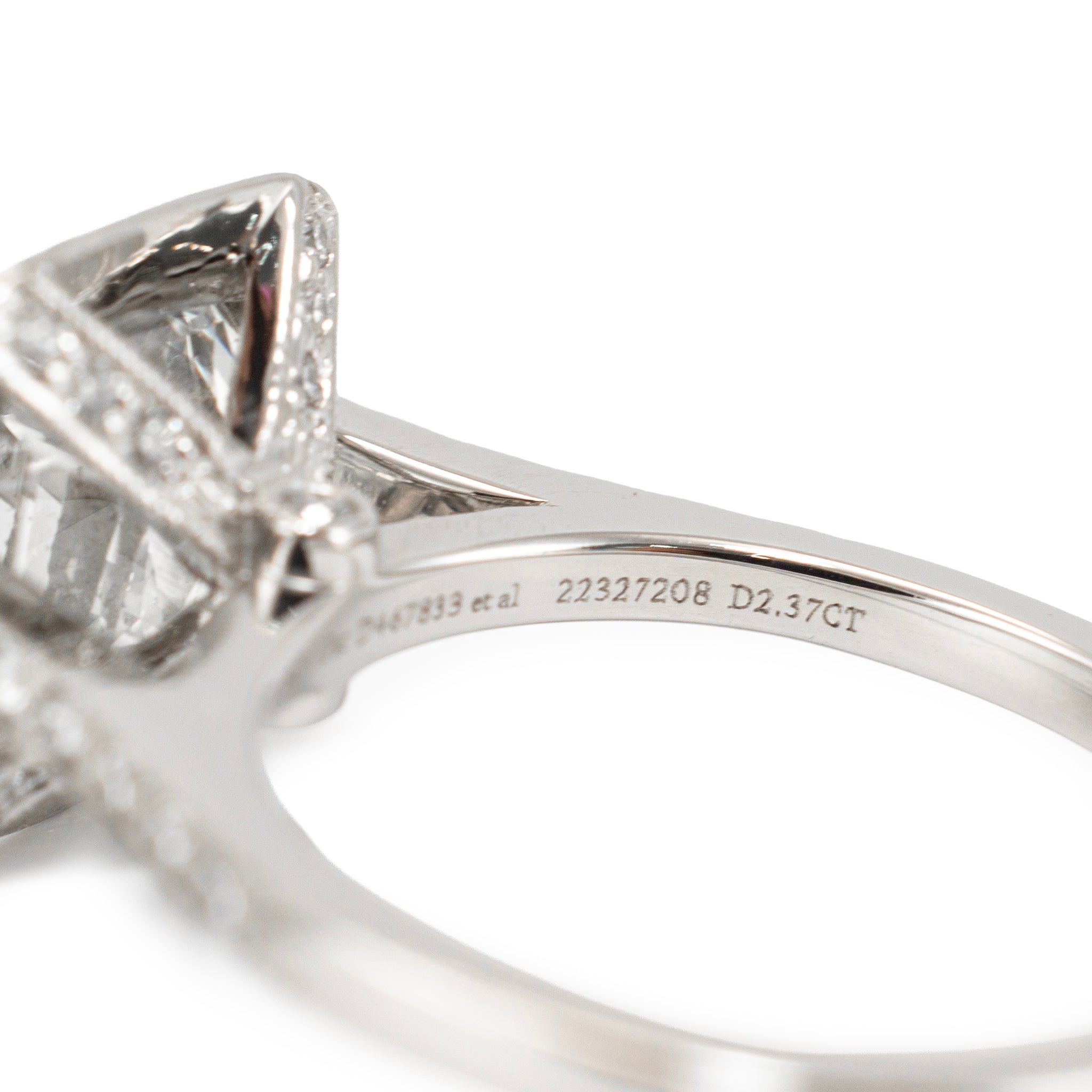 Tiffany & Co. PT950 2.73ctw Cushion Cut Diamond Halo Engagement Ring