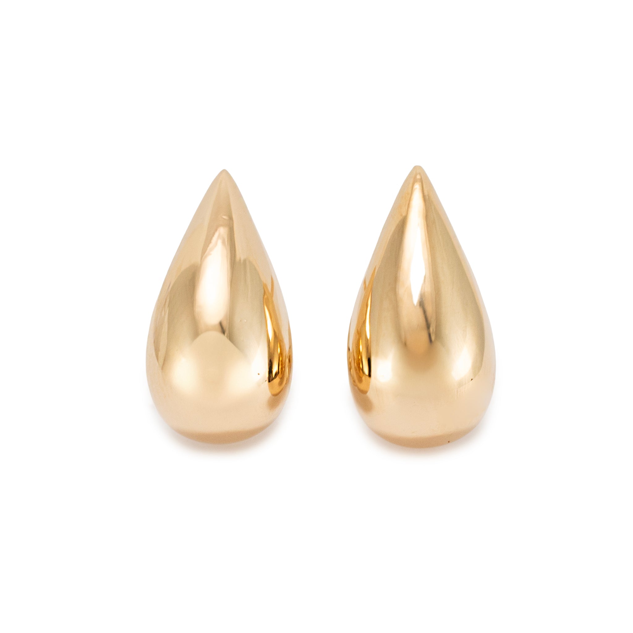 Vintage Fred Paris 18K Yellow Gold Large Teardrop Clip-on Earrings