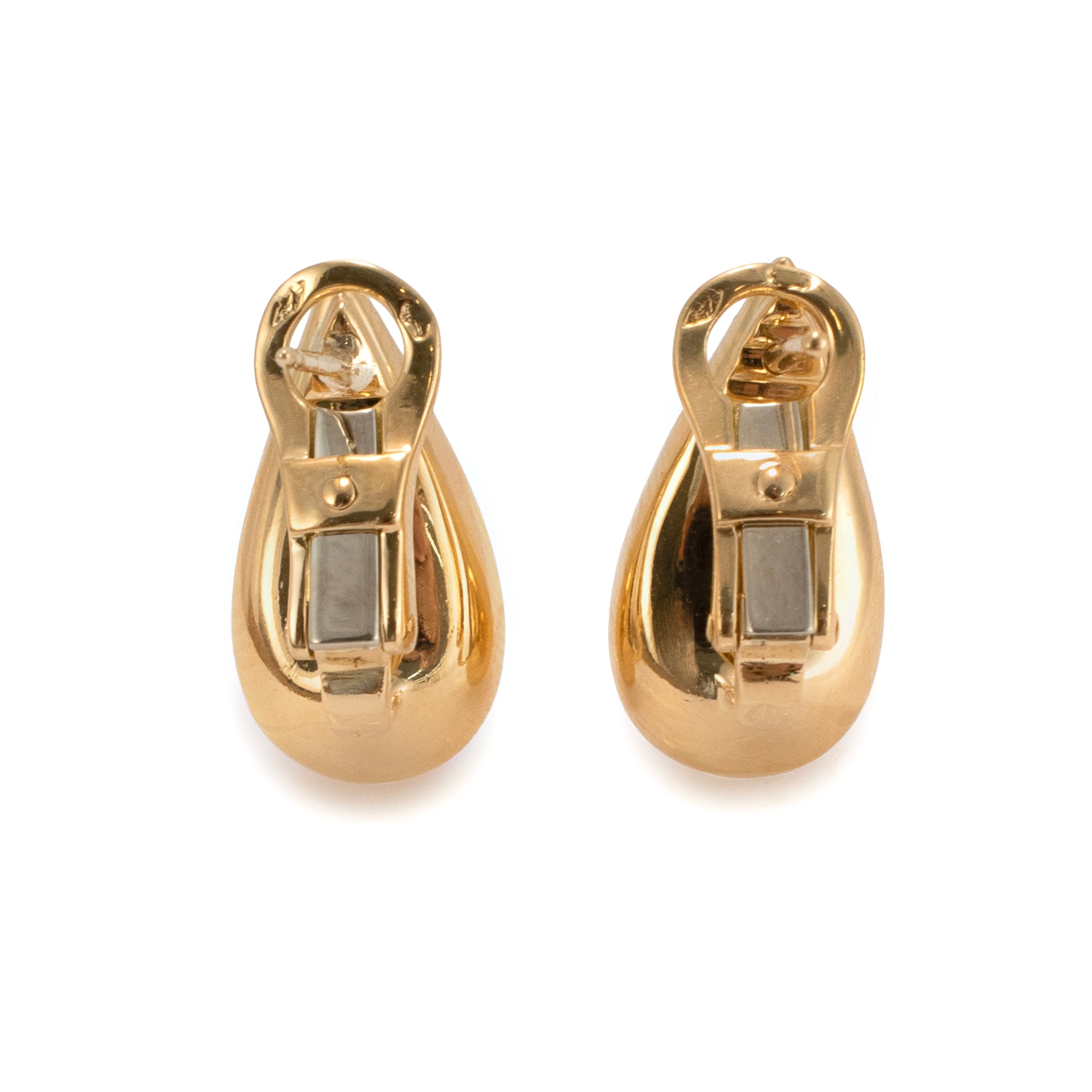 Vintage Fred Paris 18K Yellow Gold Large Teardrop Clip-on Earrings