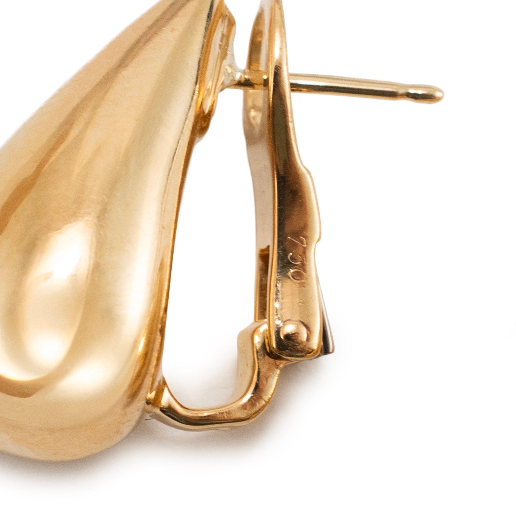 Vintage Fred Paris 18K Yellow Gold Large Teardrop Clip-on Earrings