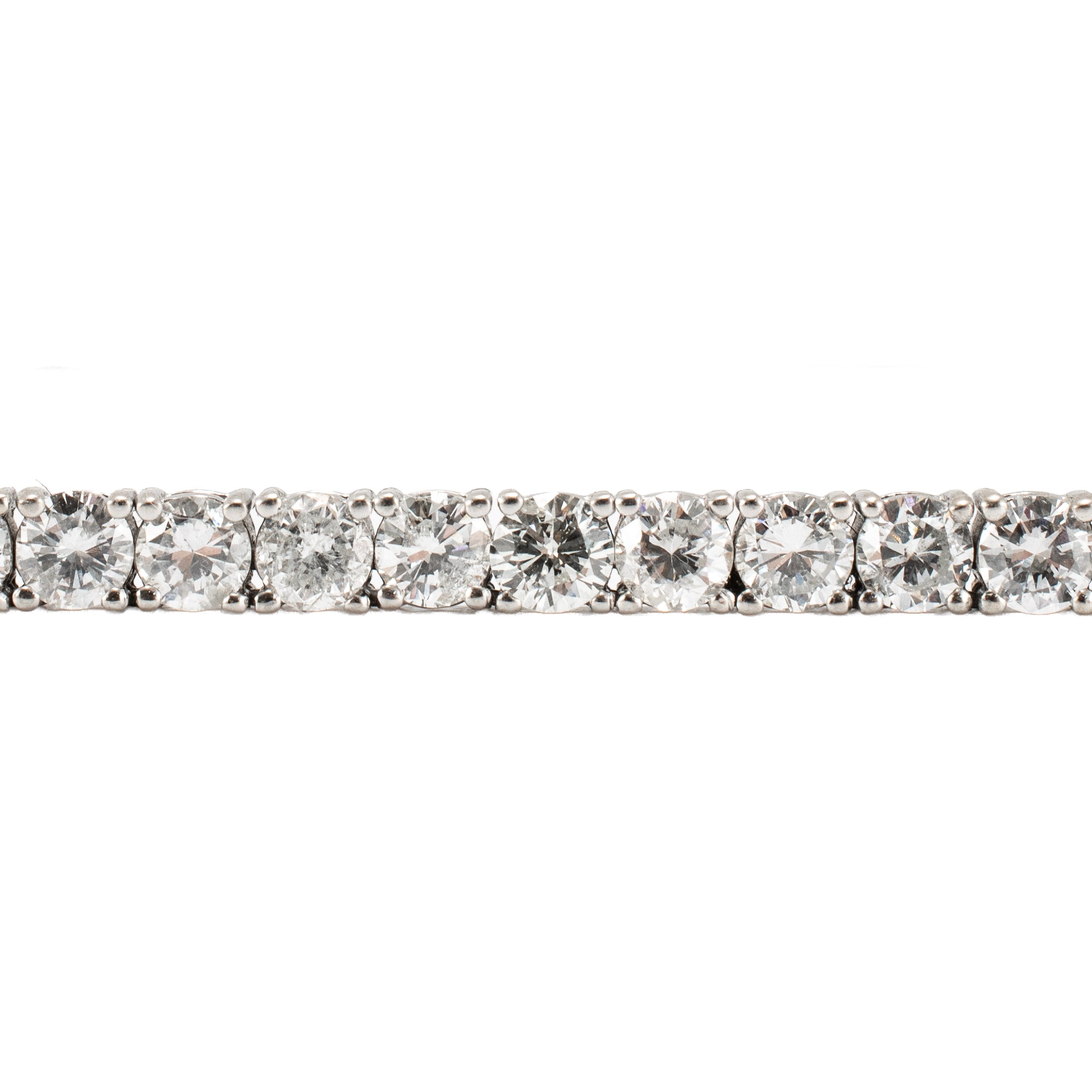 14K White Gold 14.44ct Round Diamond 4 Prongs Princess Chain Tennis Necklace