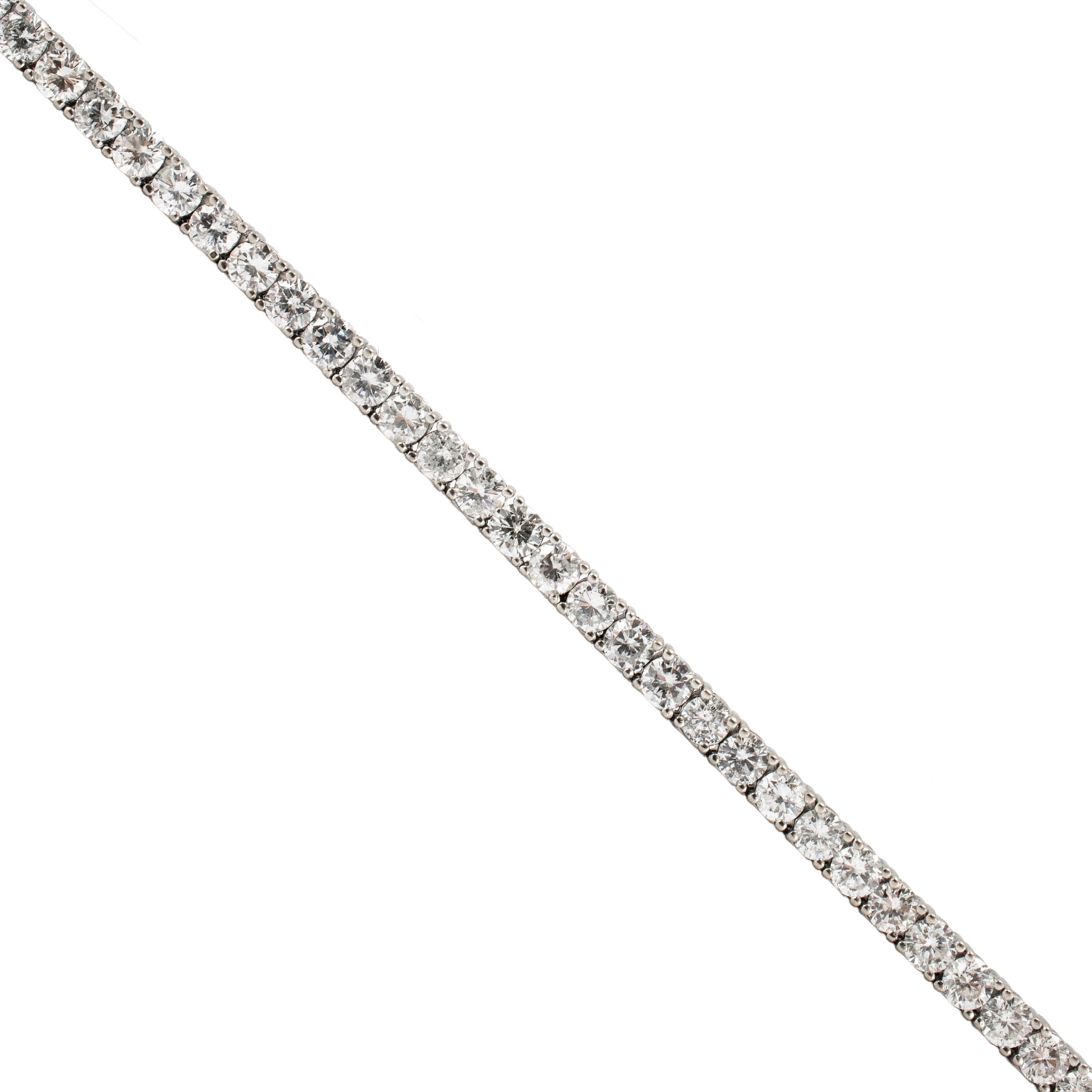 14K White Gold 14.44ct Round Diamond 4 Prongs Princess Chain Tennis Necklace