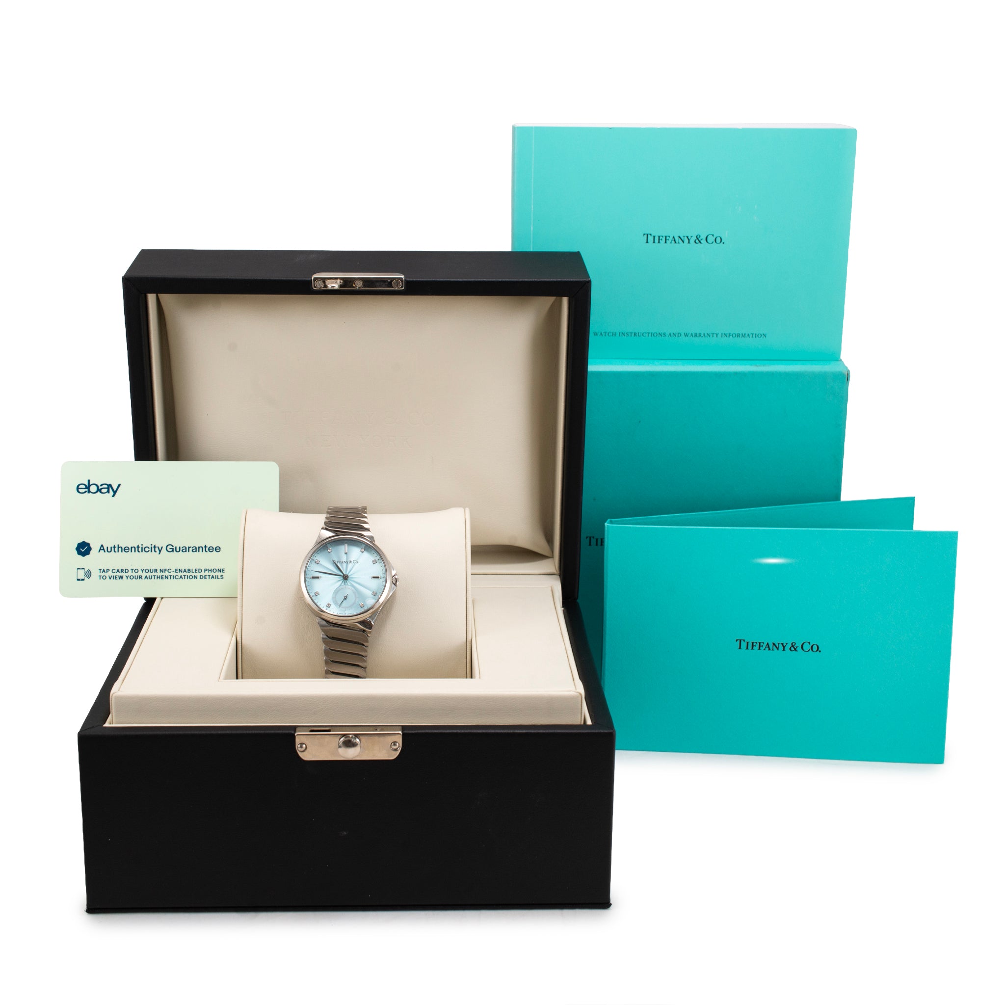 Tiffany & Co. Metro 3-Hand Ice Blue 34MM Diamond Dial Steel Automatic Watch