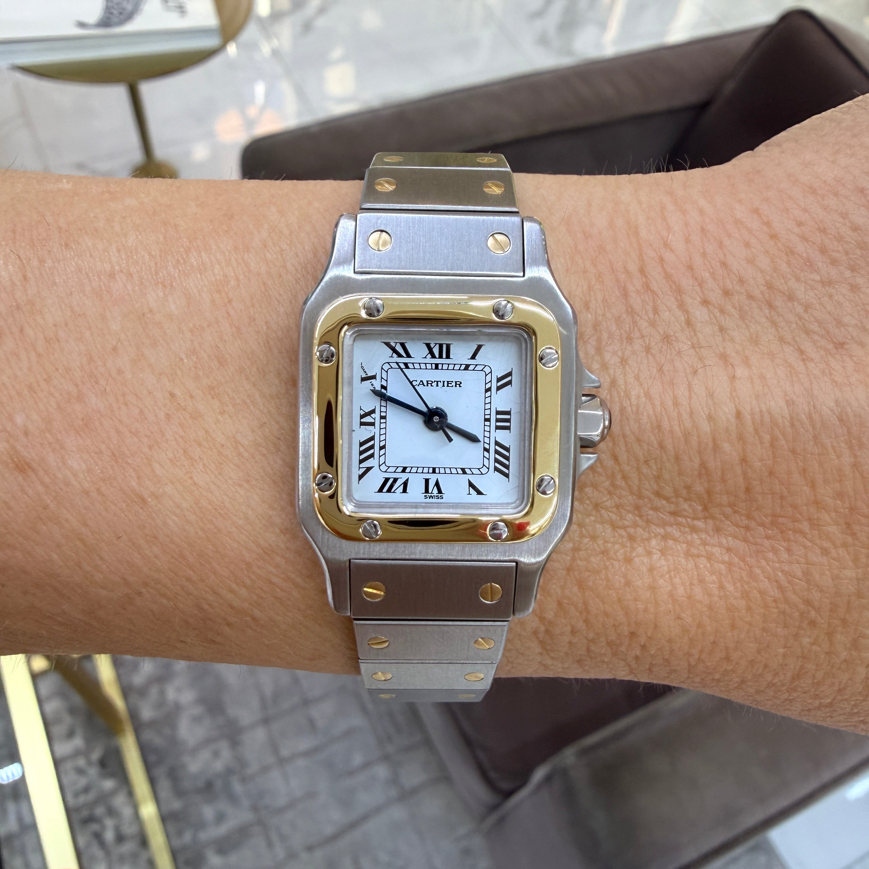 Ladies Cartier Santos Galbée 24MM 1170902 18K Yellow Gold Ssteel Automatic Watch