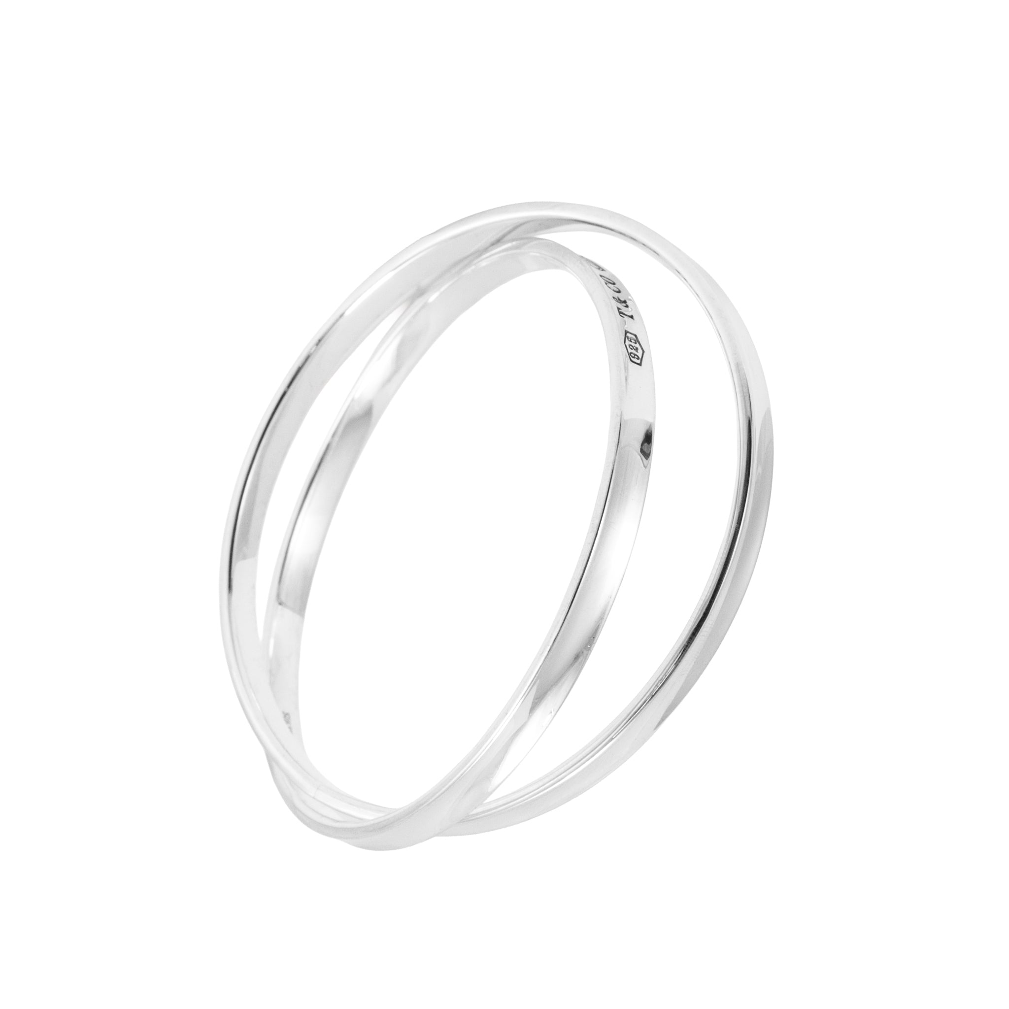 Tiffany & Co 1837 Interlocking 925 Sterling Silver Double Bangle Bracelet