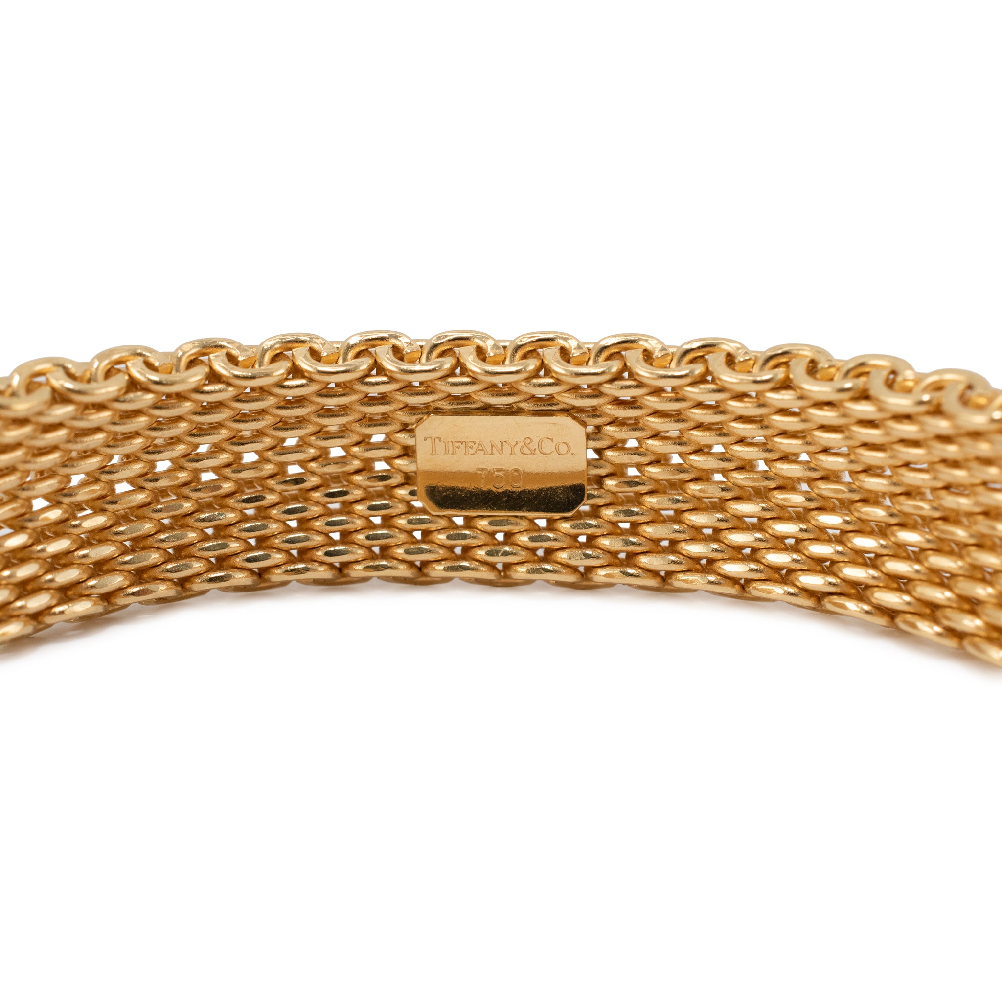 Tiffany & Co. 18K Yellow Gold 15 Link Rows Somerset Mesh Bangle Bracelet