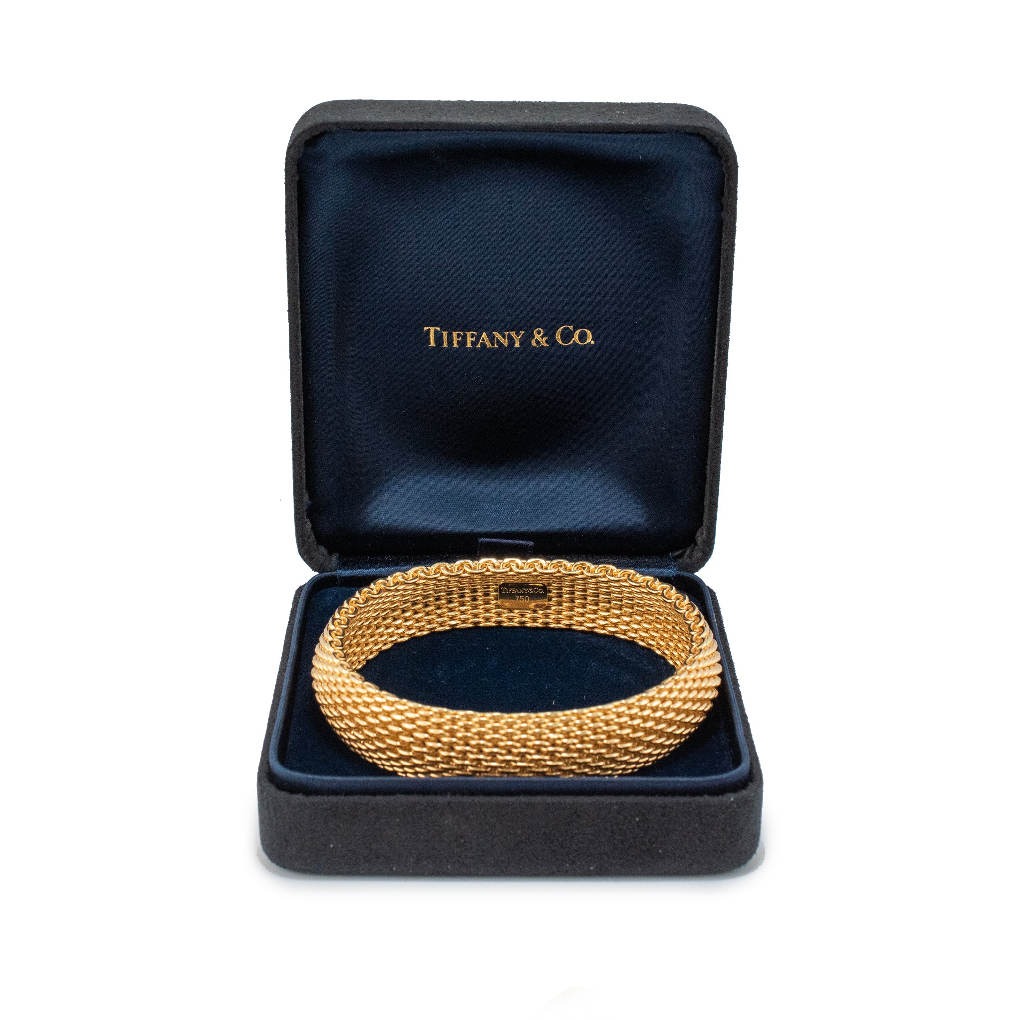 Tiffany & Co. 18K Yellow Gold 15 Link Rows Somerset Mesh Bangle Bracelet