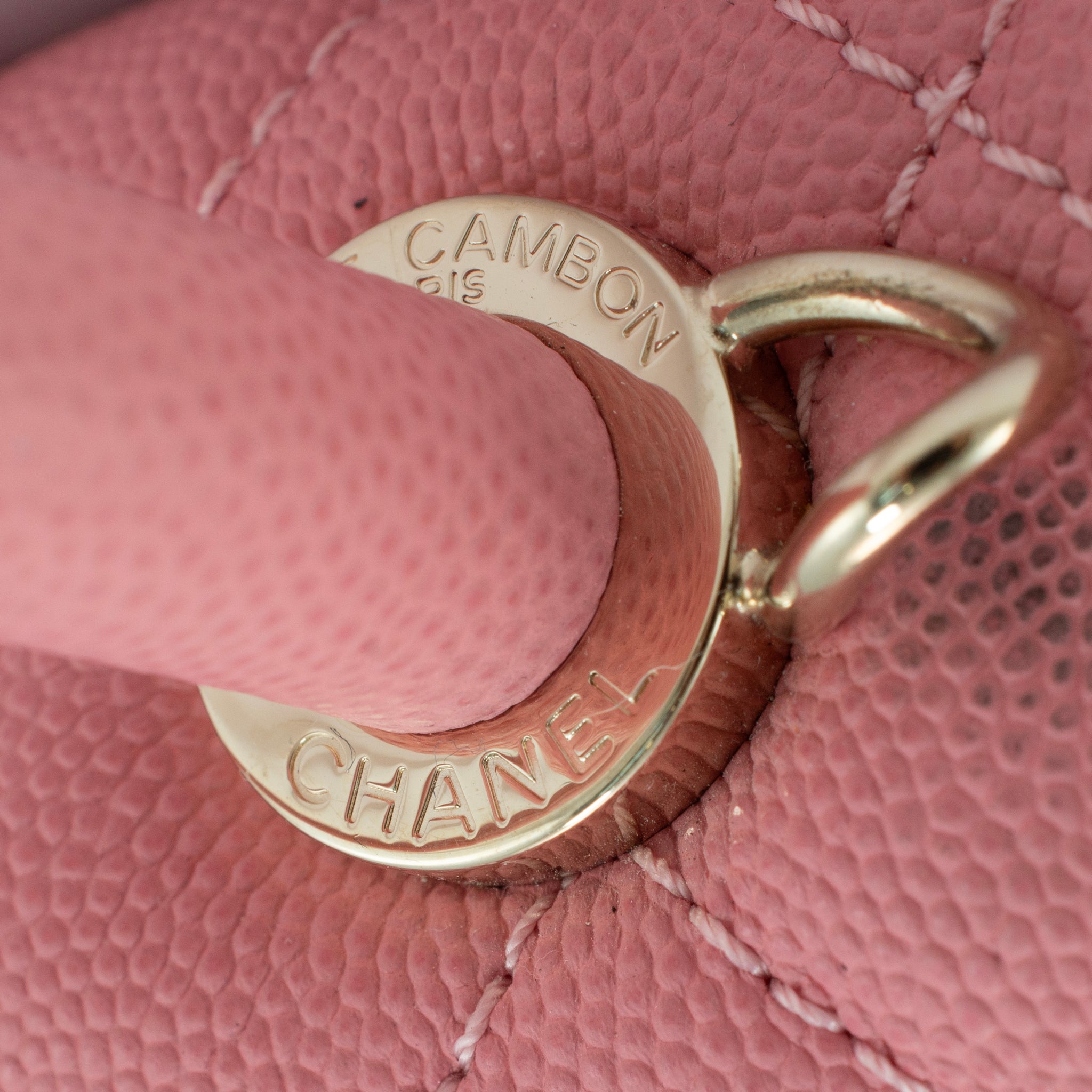 Chanel Coco Flap Pink Caviar Leather Gold Hardware Top Handle Bag