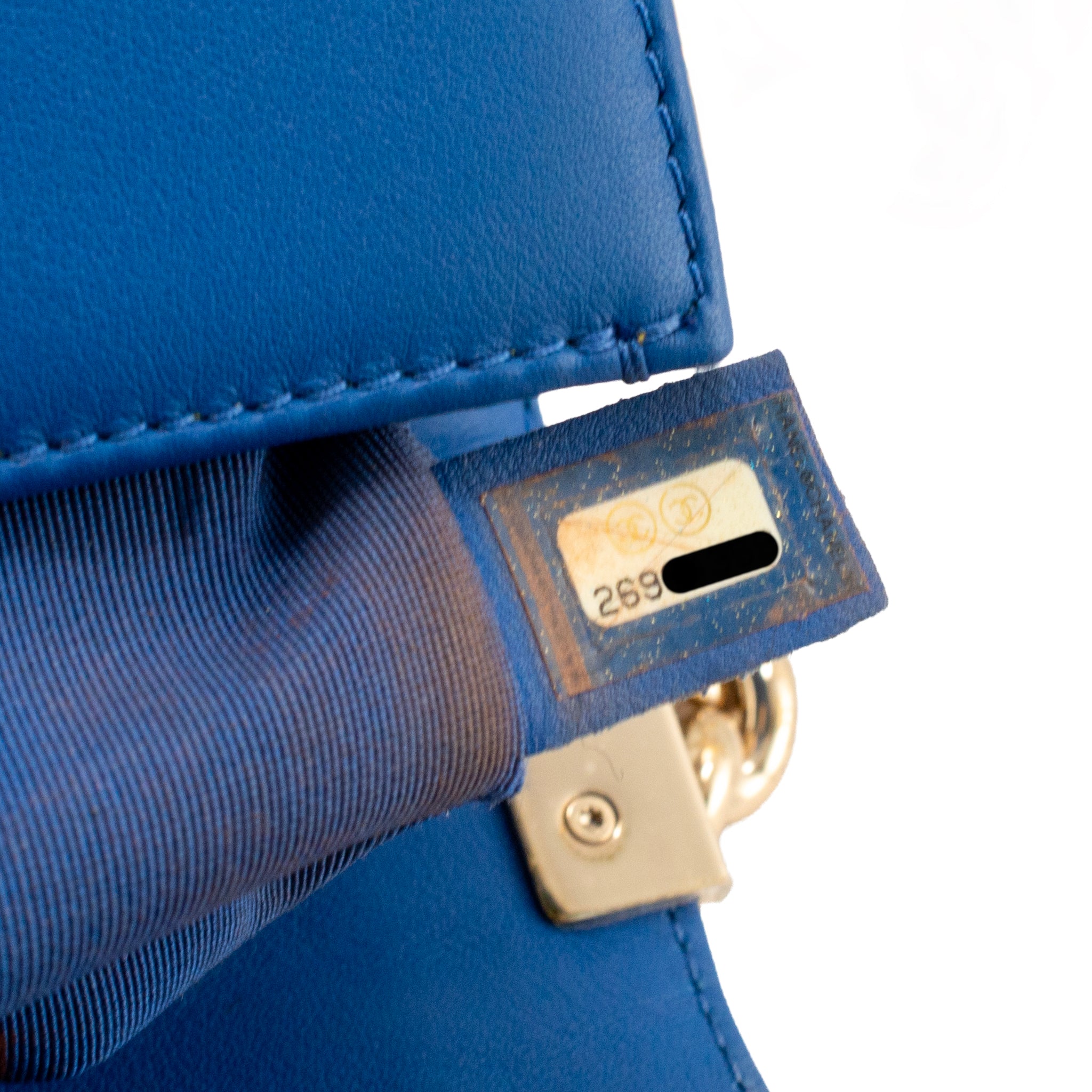 Chanel Small Boy Flap Blue Quilted Lambskin Gold Hardware Shoulder Bag