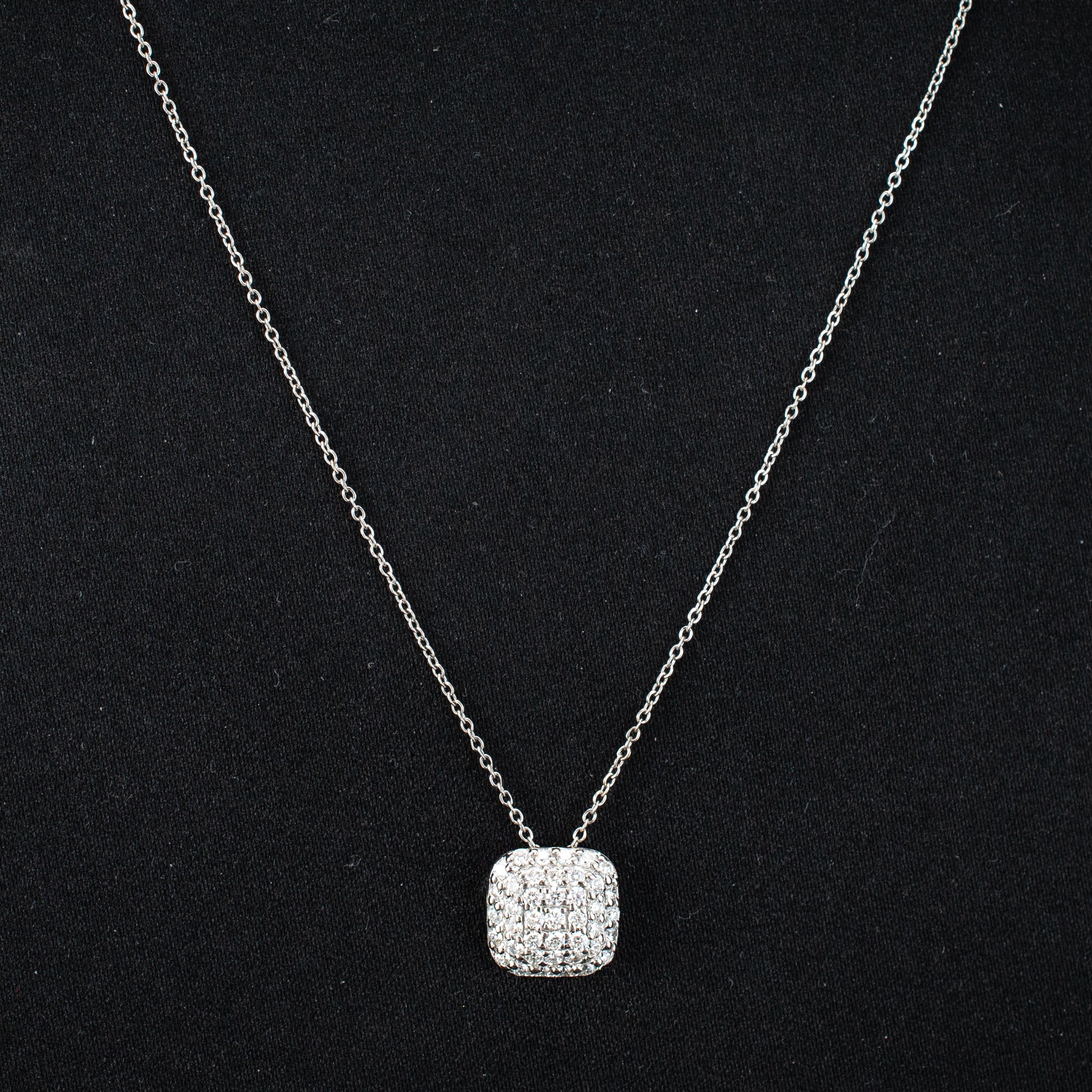 Modern Style Pendant Necklace 14K White Cluster 2.27g 18