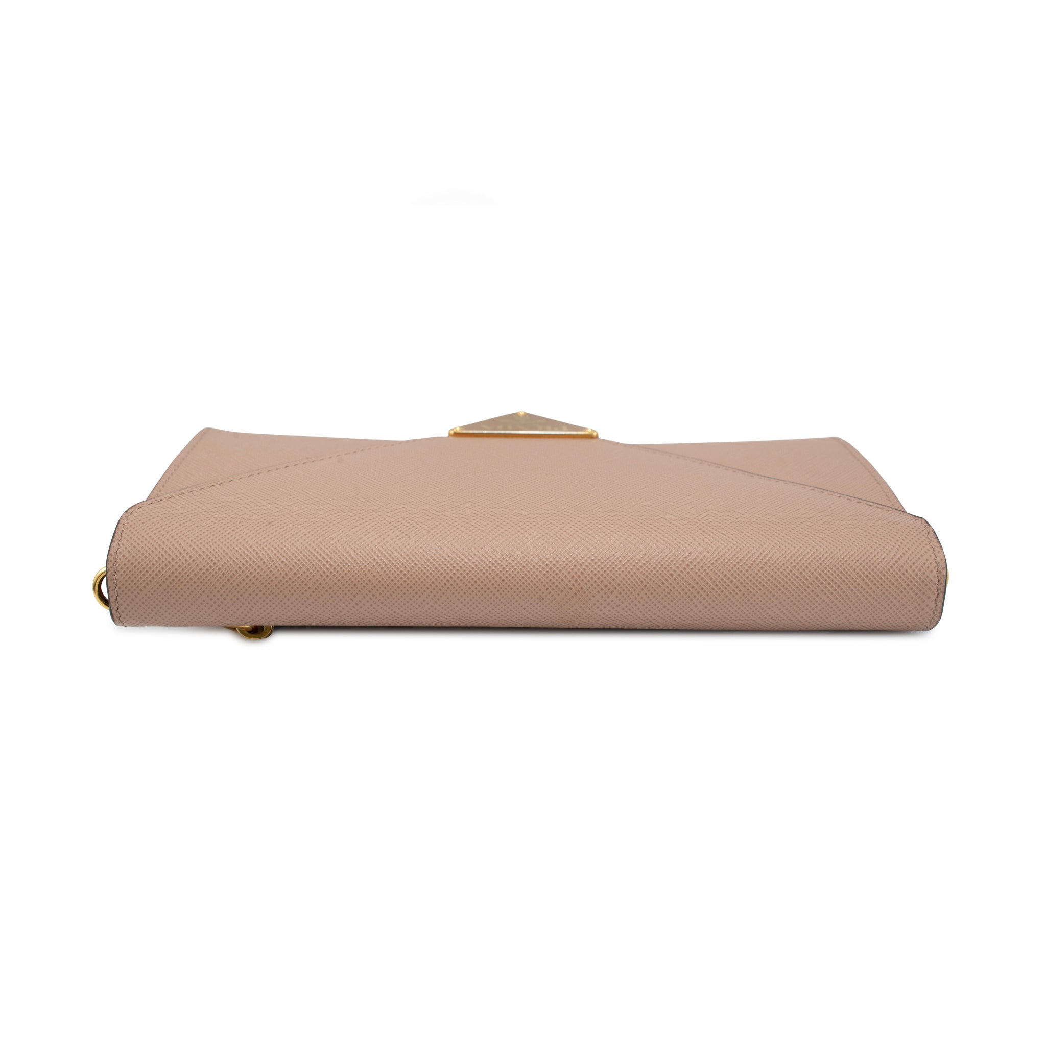 Prada Saffiano Leather Beige Color Gold Hardware Mini Wallet Bag
