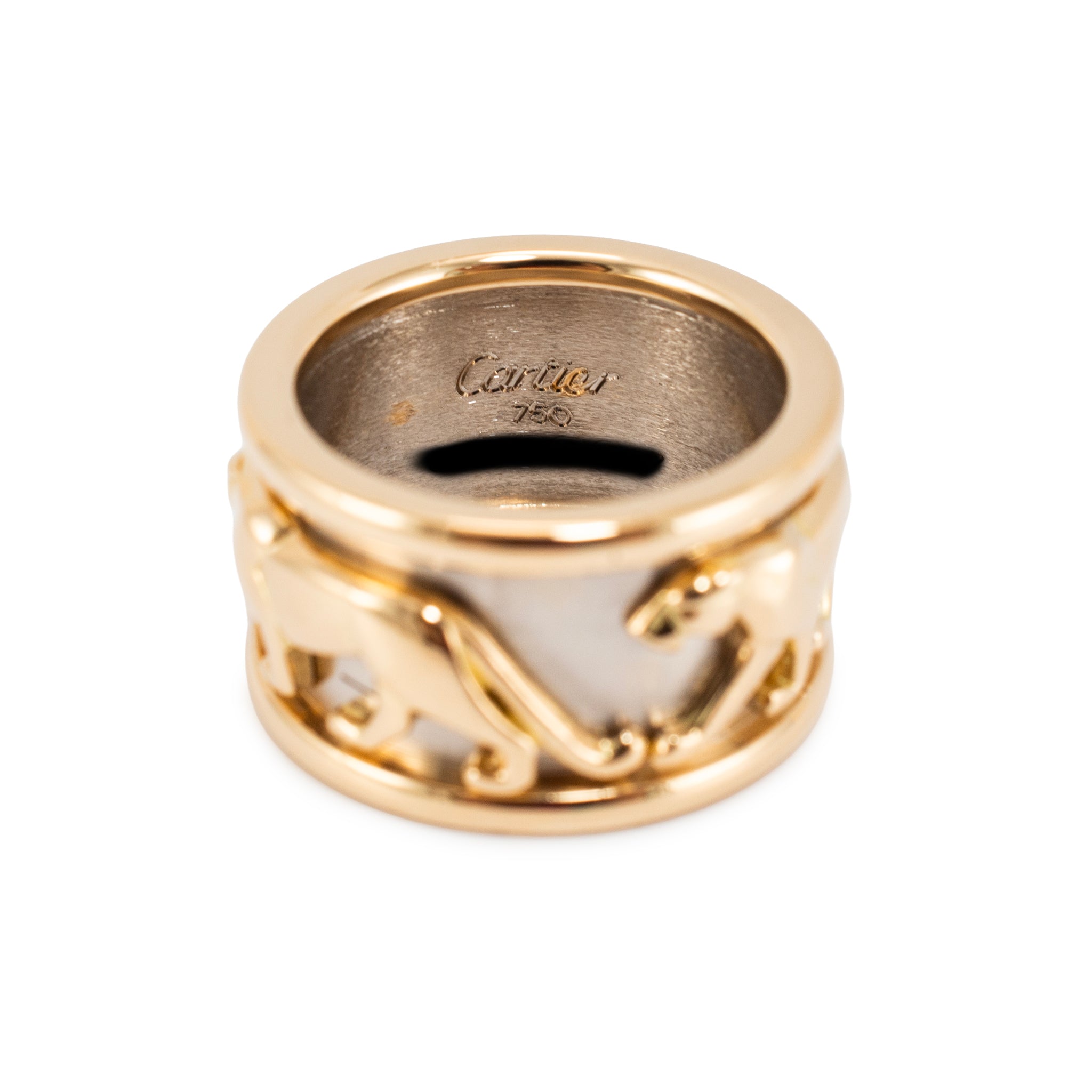 Vintage Cartier Iconic Mahango Walking Panther 18K Yellow & White Gold Band Ring
