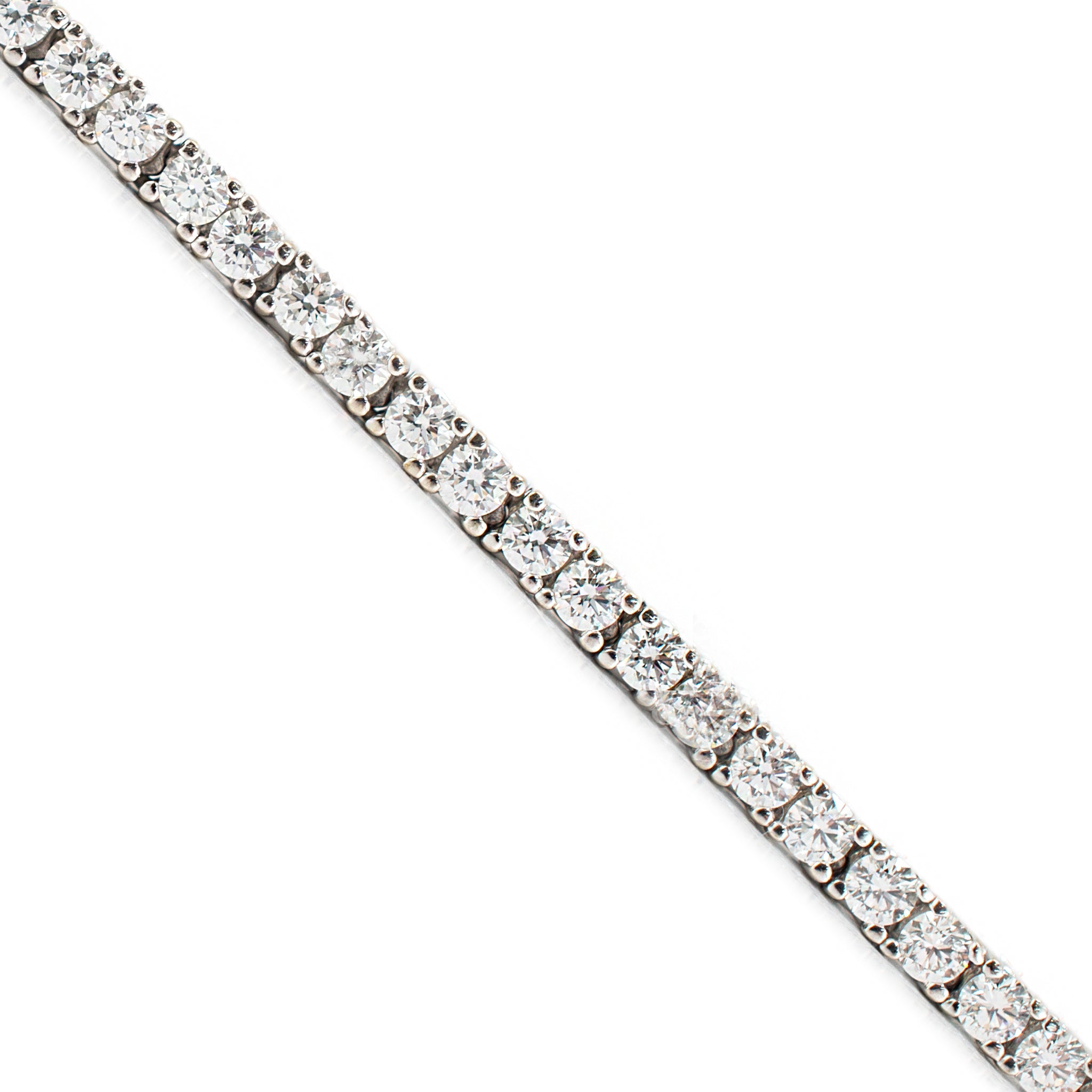 14K White Gold 7.37ct Round Diamond 4 Prongs Princess Chain Tennis Necklace