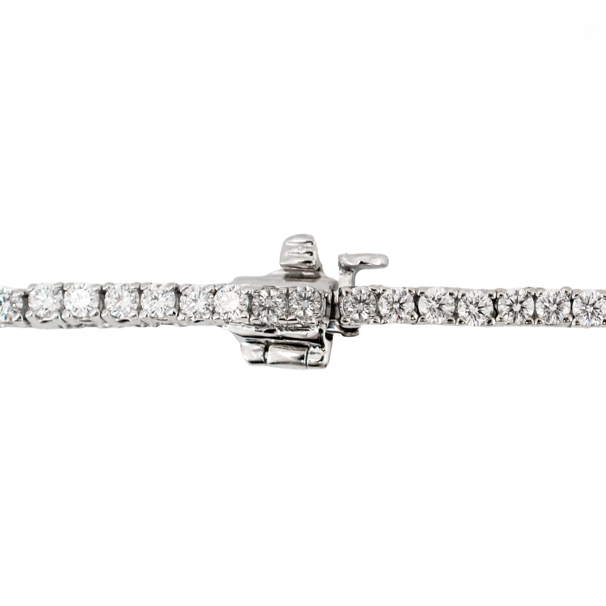 14K White Gold 7.37ct Round Diamond 4 Prongs Princess Chain Tennis Necklace