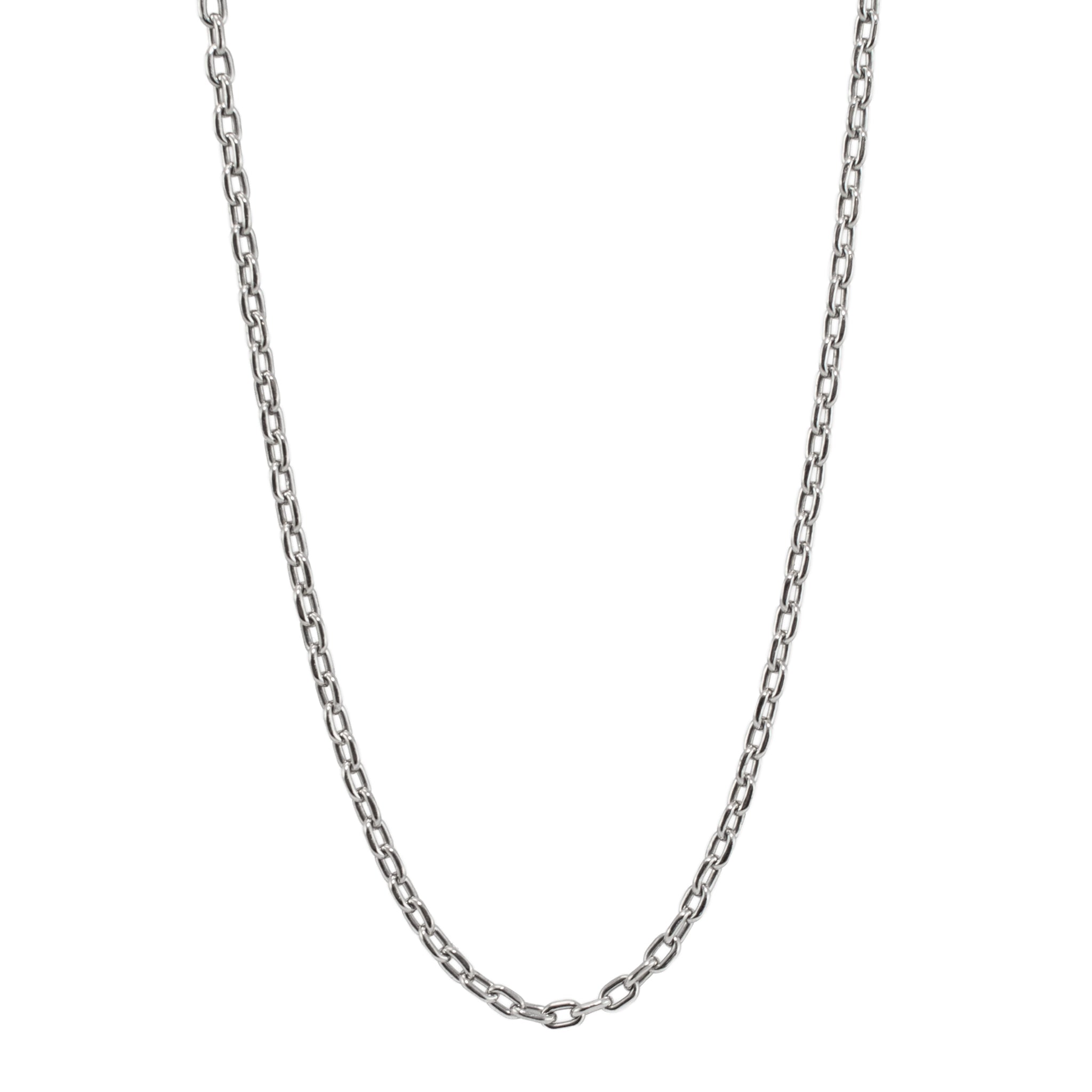 Vintage Unisex Platinum 2.3mm 32” Solid Oval Rolo Cable Link Chain Necklace