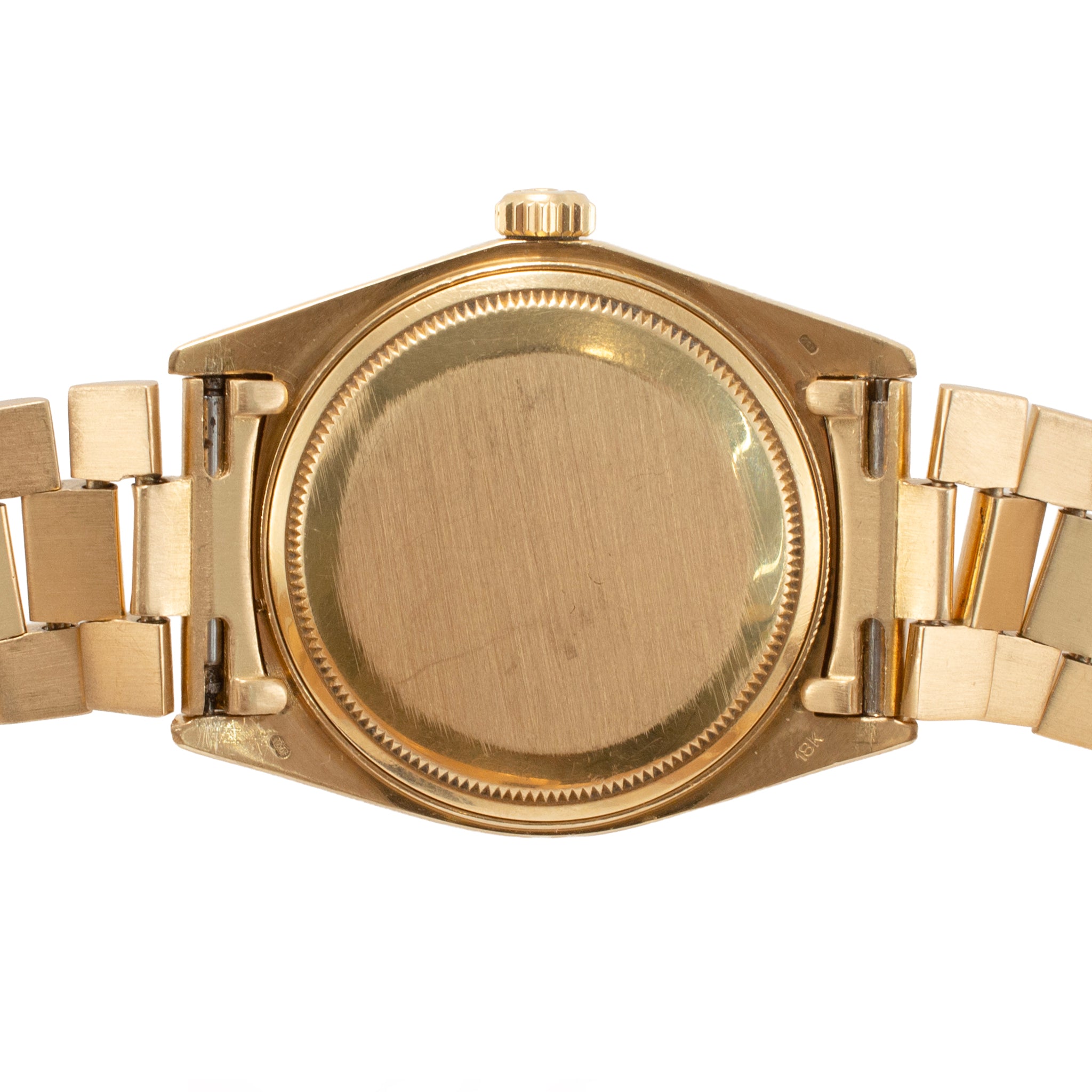 Rolex Day-Date 36MM 18048 President 18K Gold Diamond Bezel Silver Dial Watch