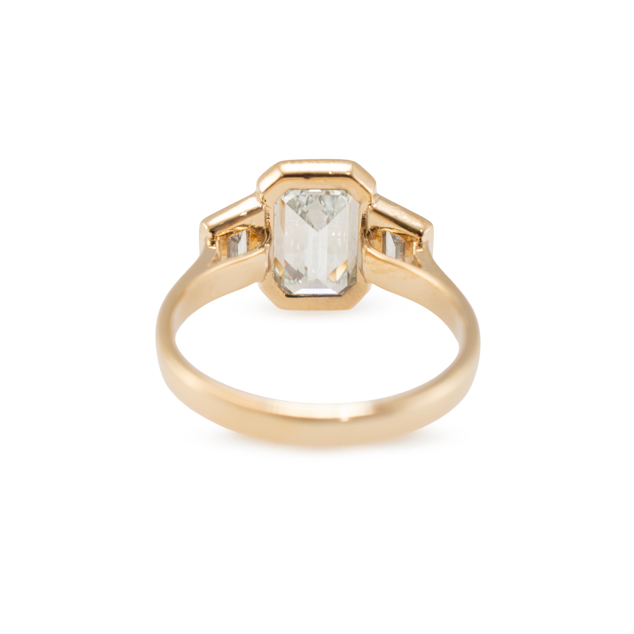 14K Yellow Gold 3.49ctw Emerald Trapezoid Lab Grown Diamond Engagement Ring