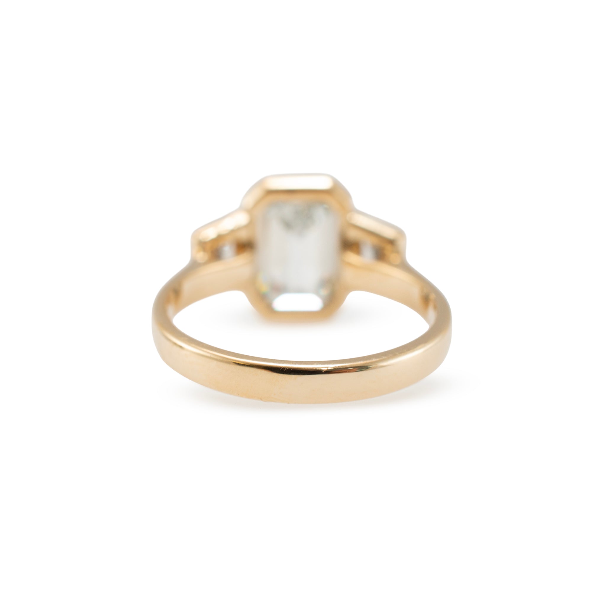 14K Yellow Gold 3.49ctw Emerald Trapezoid Lab Grown Diamond Engagement Ring