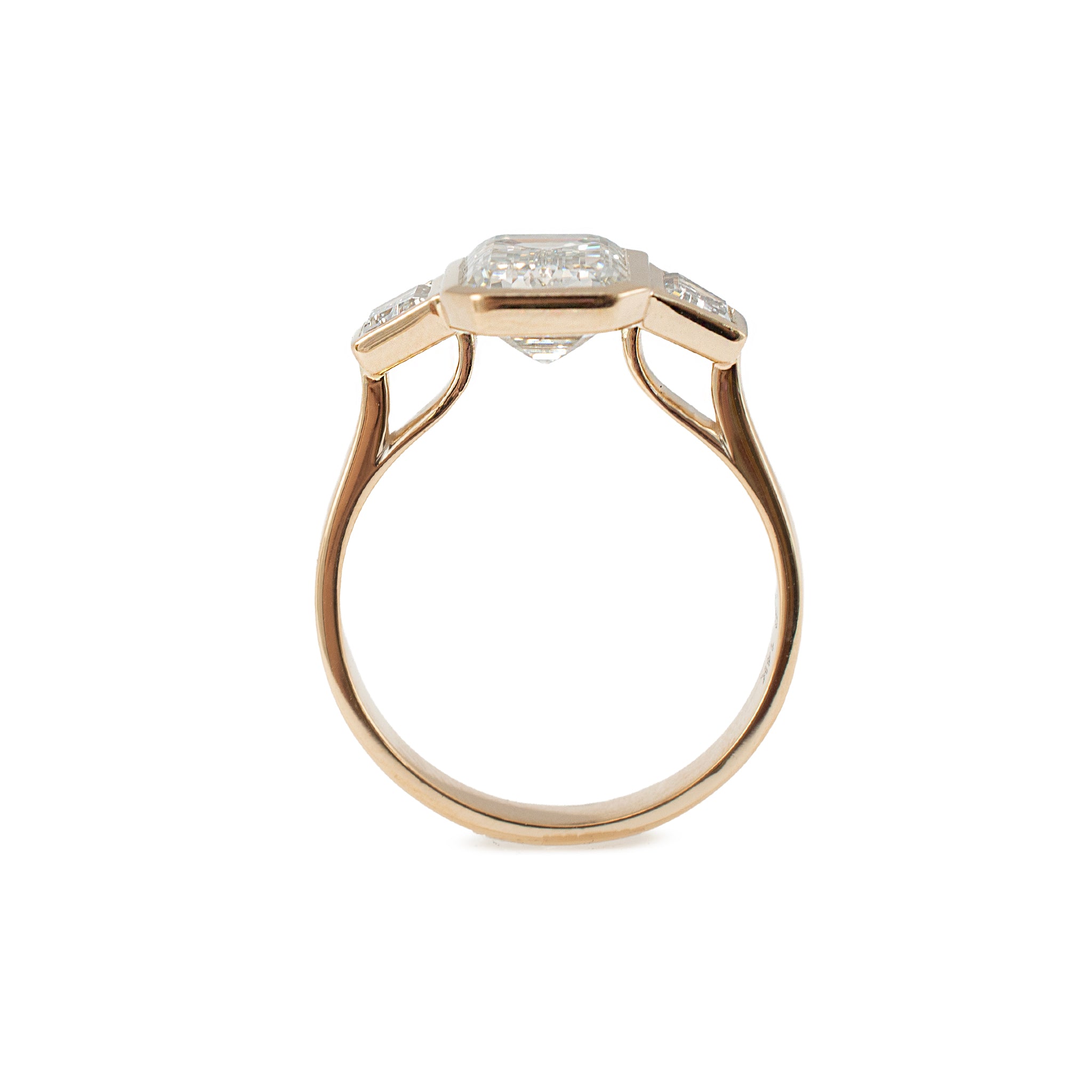 14K Yellow Gold 3.49ctw Emerald Trapezoid Lab Grown Diamond Engagement Ring