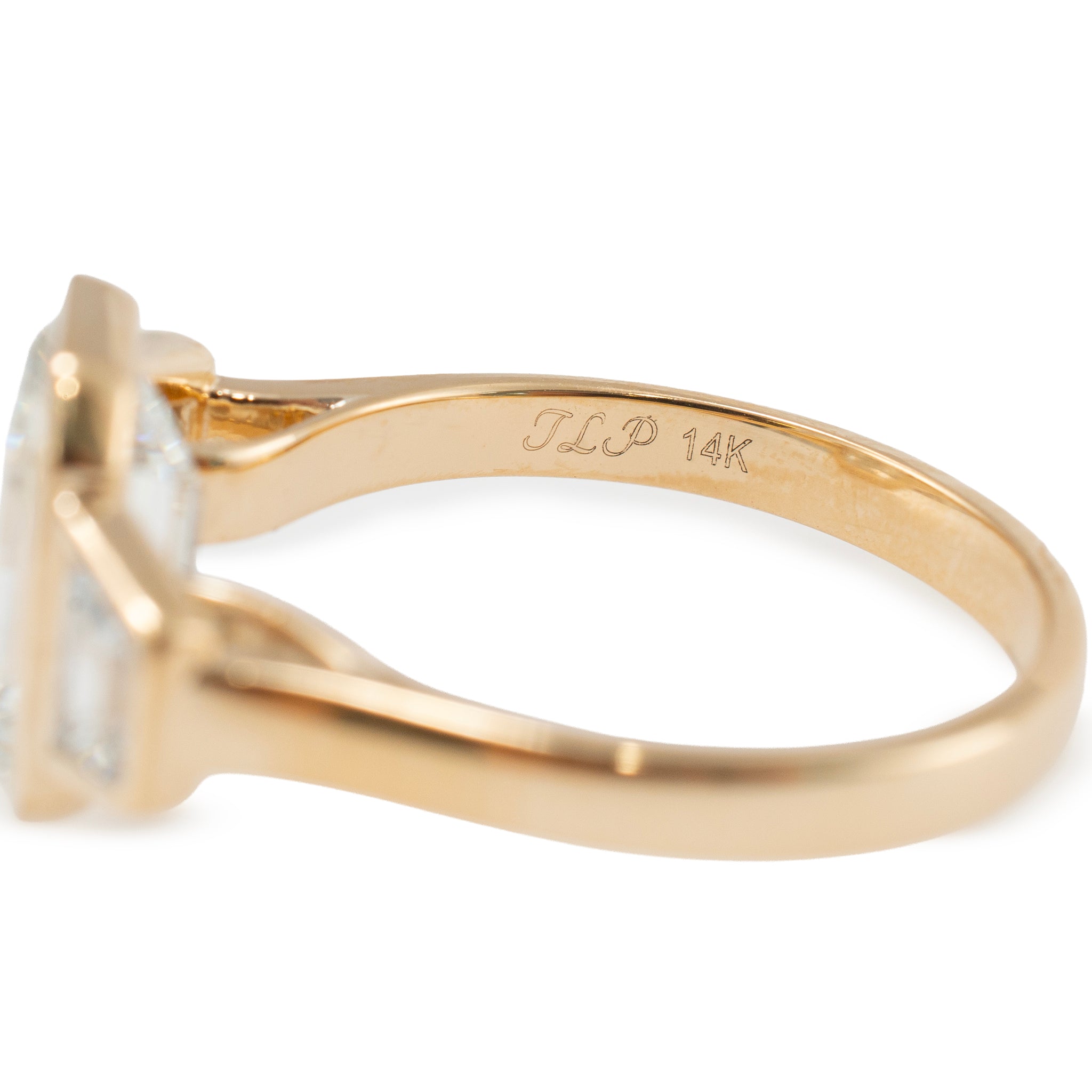 14K Yellow Gold 3.49ctw Emerald Trapezoid Lab Grown Diamond Engagement Ring