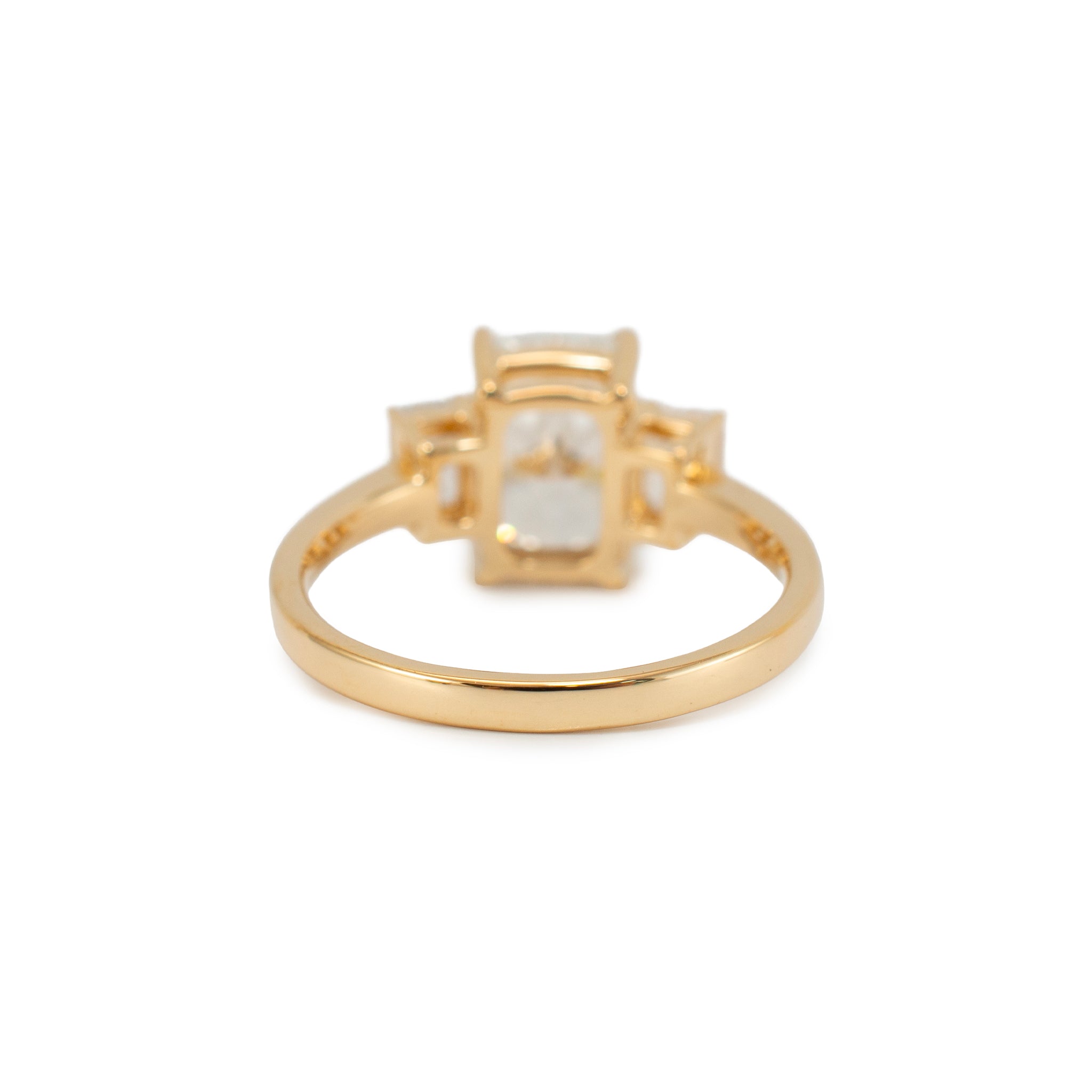 18K Yellow Gold 3.59ctw Cushion Cut Lab Grown Diamond Tree-Stone Engagement Ring