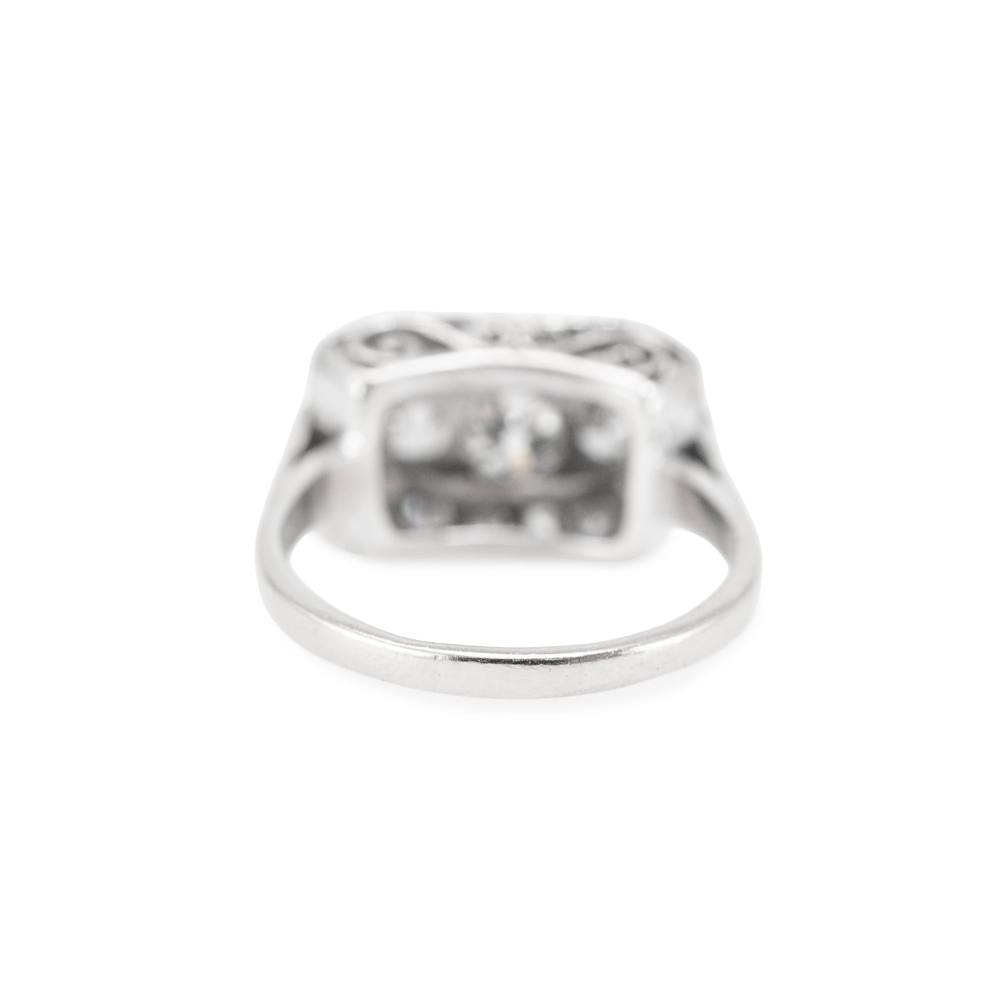 Antique 14K White Gold 1.57ctw Old Euro Cut Diamond Three Stone Engagement Ring